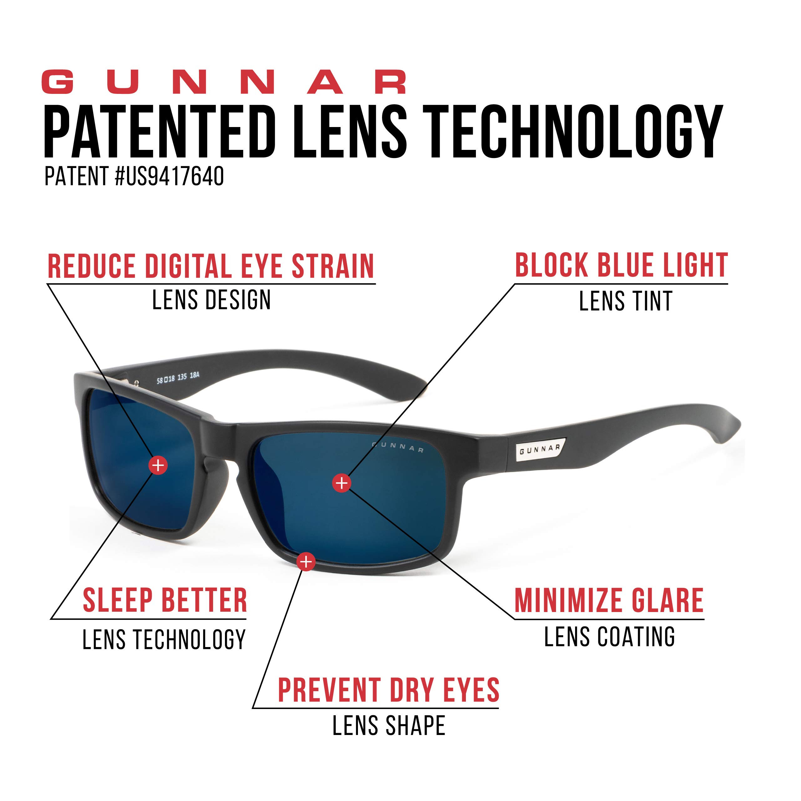 GUNNAR Blue Light Blocking Gaming Glasses - Anti-Eye Strain Computer Glasses for Gamers & Digital Screen Users - Perfect for Esports, Streaming & Long Work Sessions