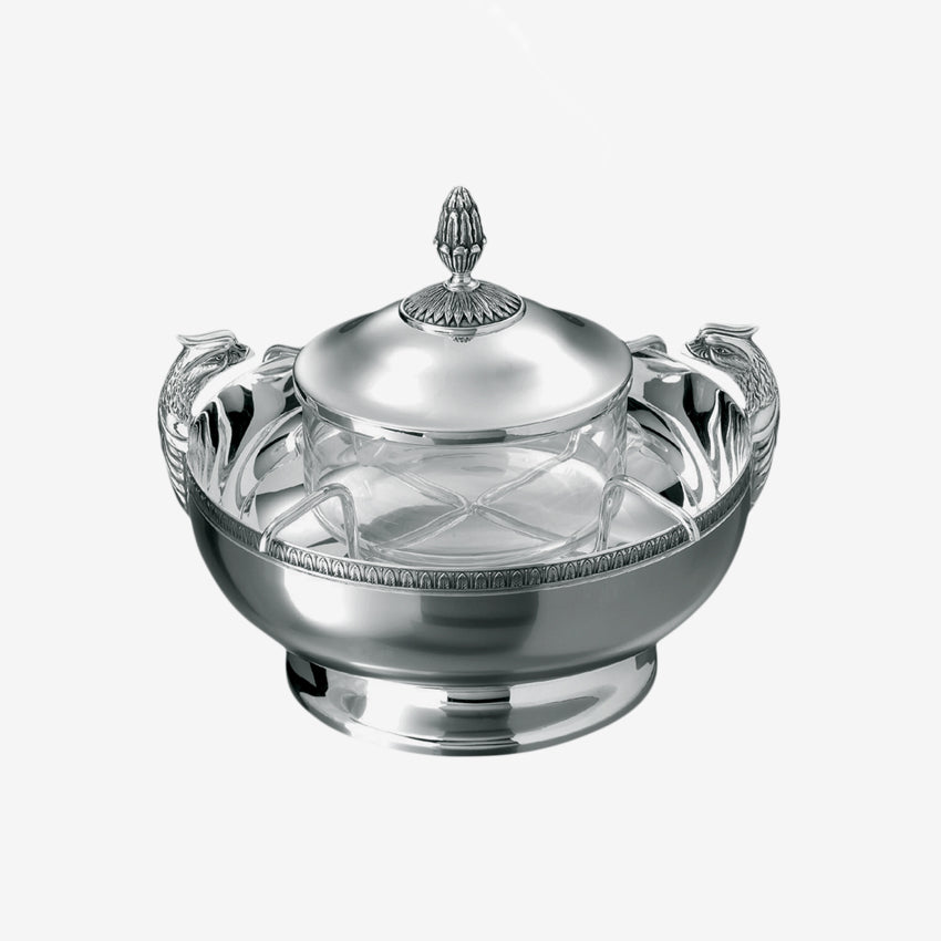 Christofle Malmaison Silver Plated Caviar Serving Set - Elegant Appetizer & Seafood Serving Tray for Dinner Parties & Special Occasions