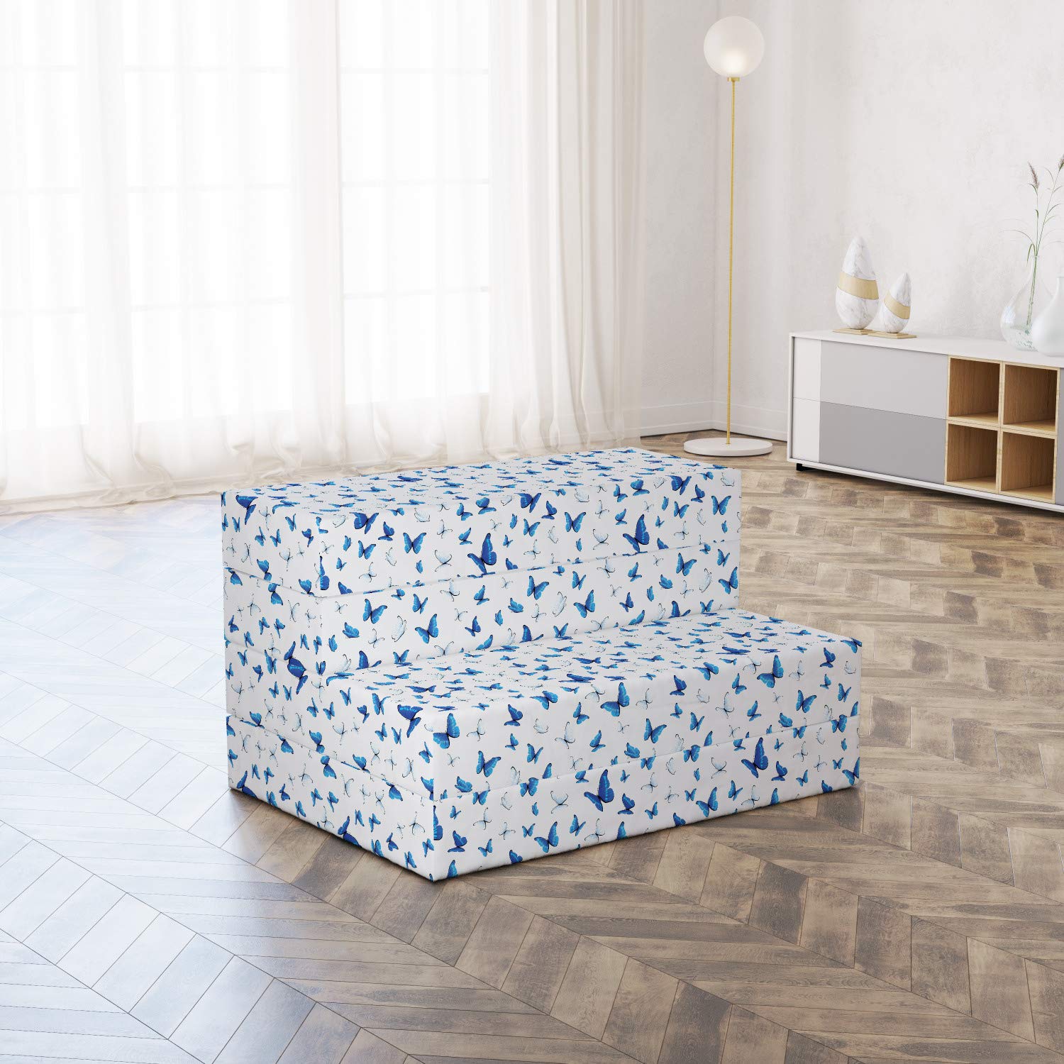 Ambesonne Butterfly Foldable Mattress - Rainforest Wilderness Design, 74.8