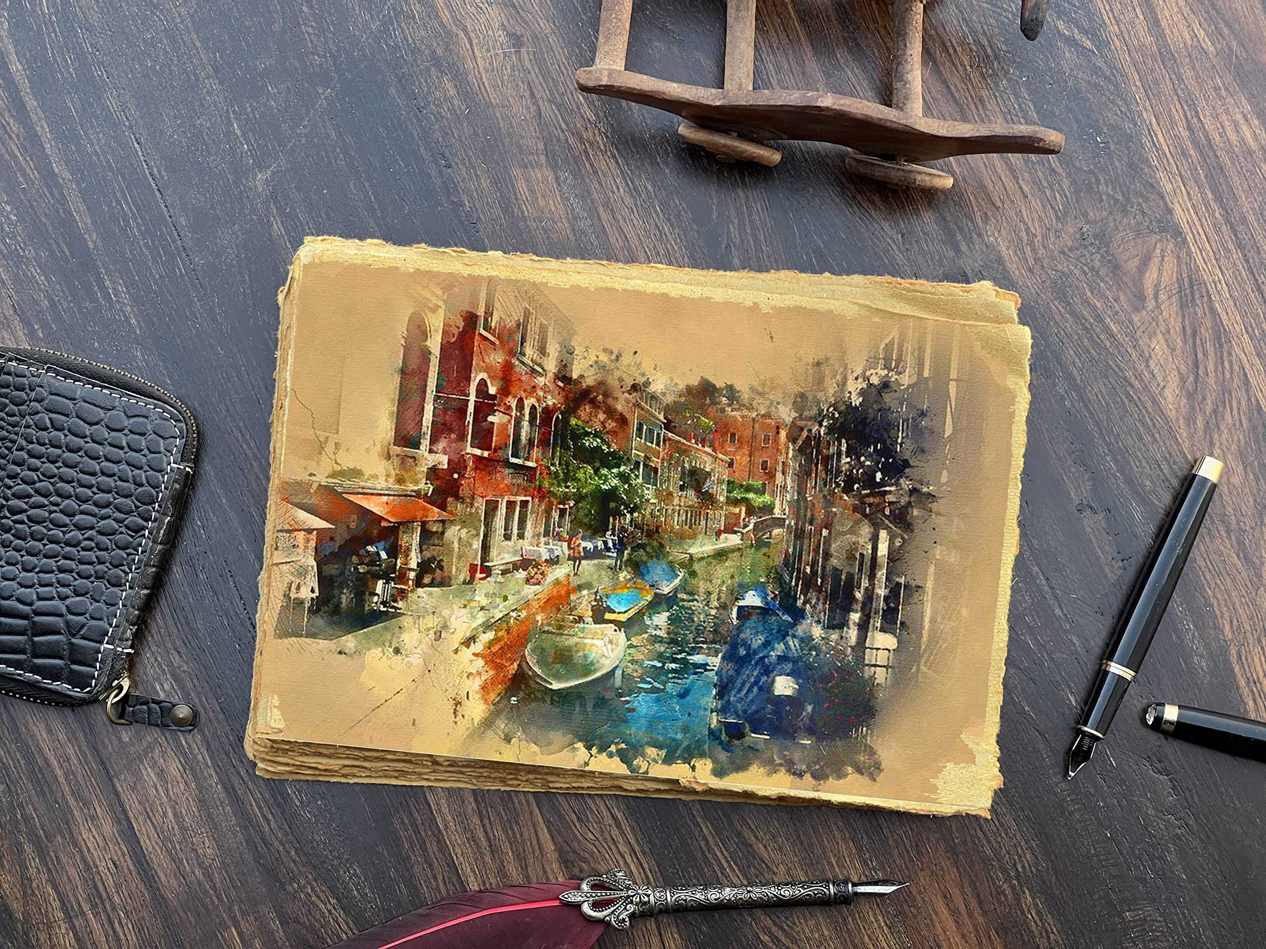Premium 150 GSM Watercolor Paper for Artists - Handmade Cotton Deckled Edge Mixed Media Paper (9.7