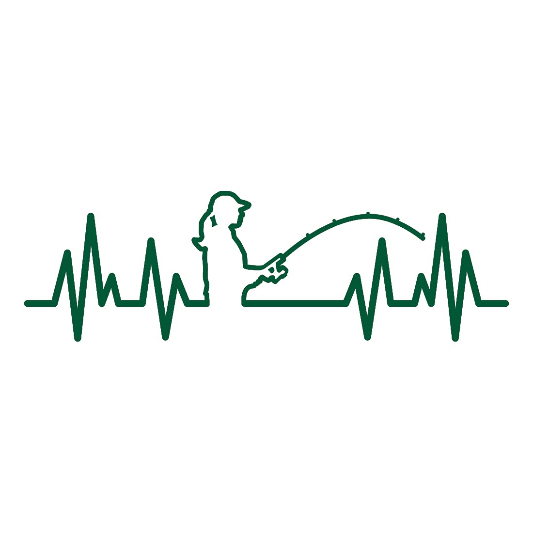 Premium Waterproof Vinyl Decal Stickers - Heartbeat Woman Fishing Design (Green, Set of 2) for Laptop, Phone, Helmet, Car Window, Mug, Cup, Wall Decor | Perfect for Outdoor Enthusiasts & Fishing Lovers