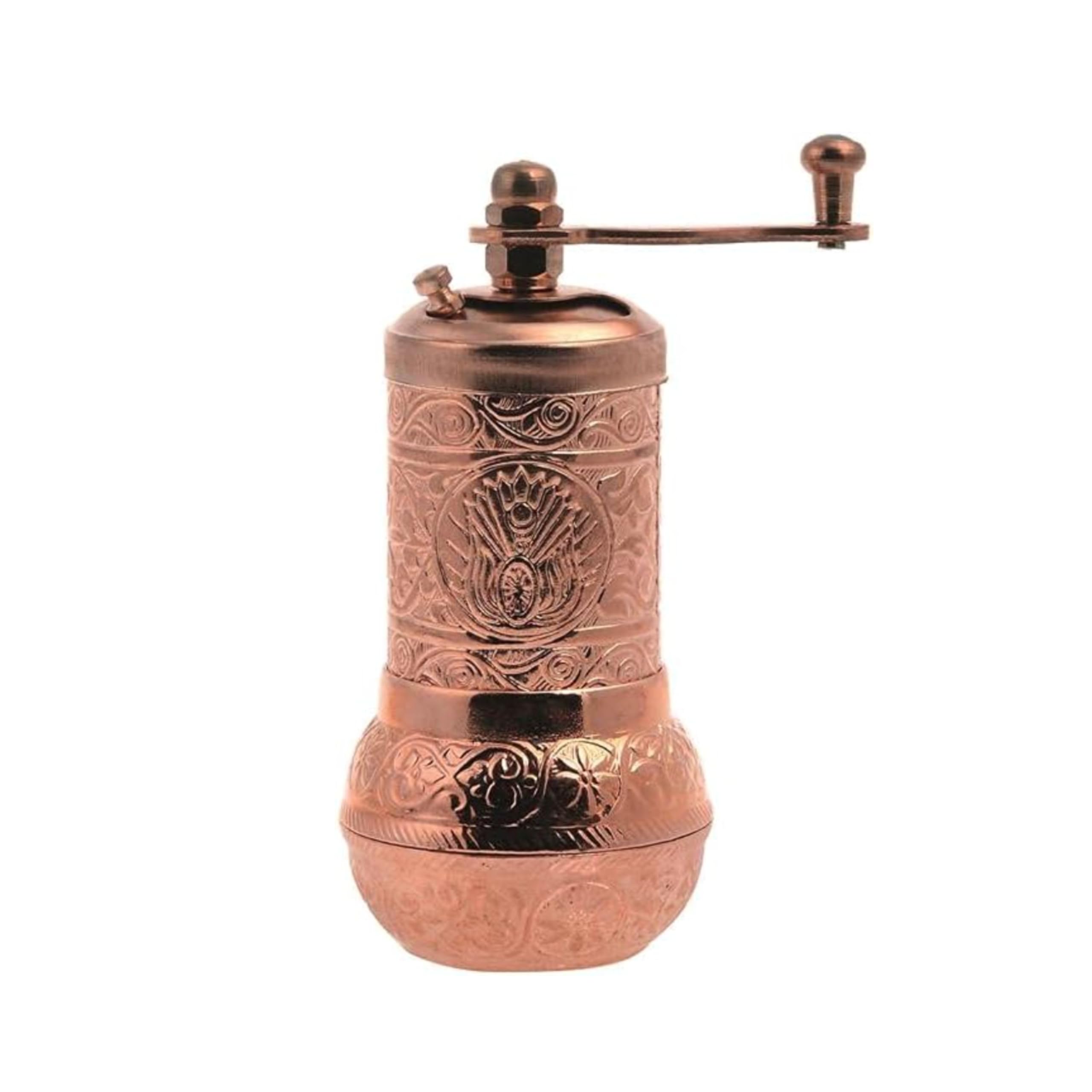 Premium Rose Gold Manual Coffee Grinder - Brass Turkish Greek Arabic Spice Mill for Coffee Beans, Pepper & Salt | Perfect for Home, Camping & Travel Brewing