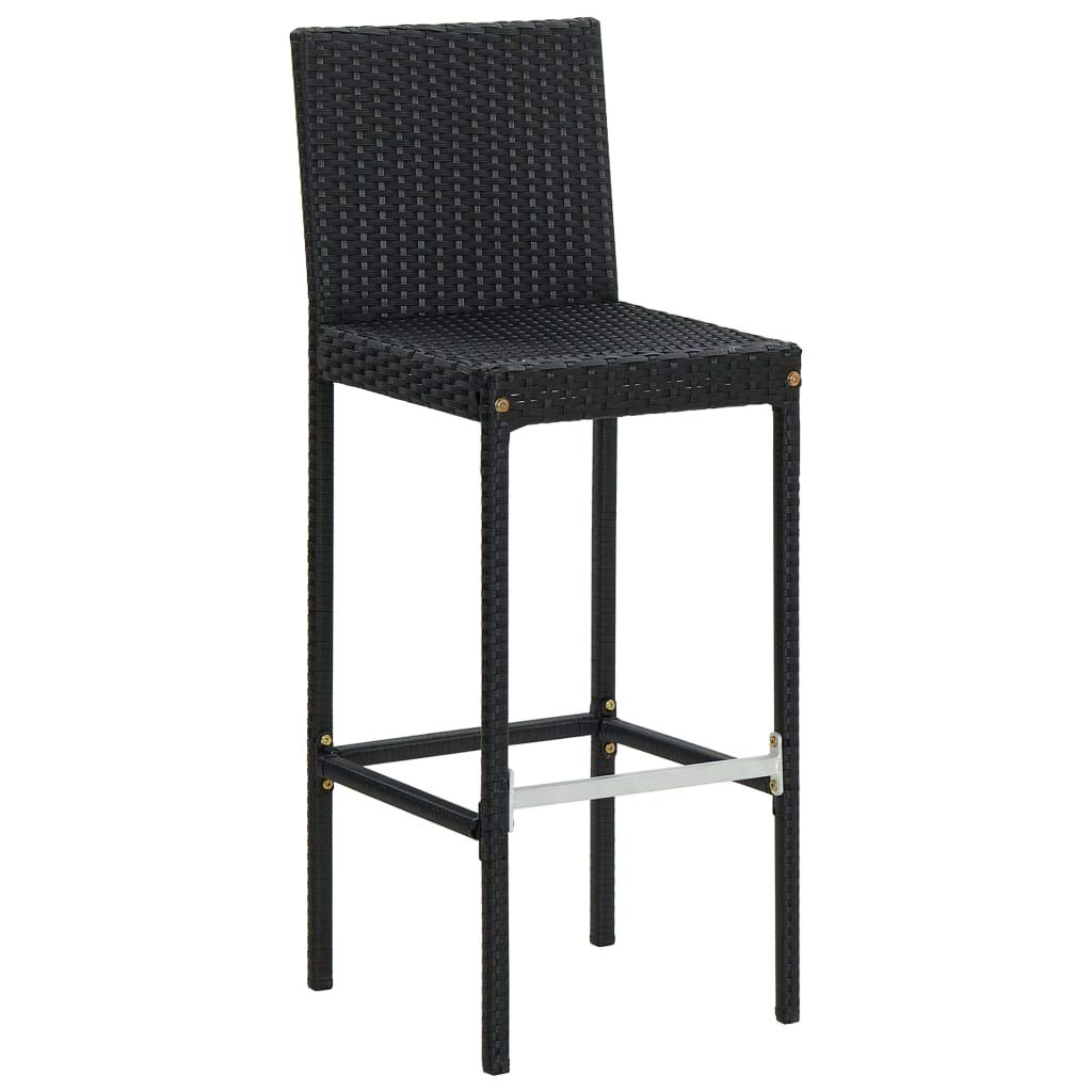 4-Piece Black Poly Rattan Garden Bar Stools with Cushions - Perfect for Outdoor Patio, Deck, Poolside & Backyard Relaxation