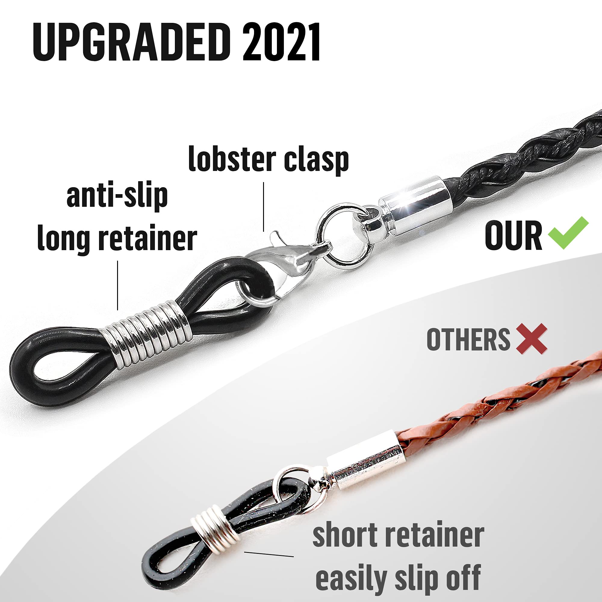 Premium SIGONNA Glasses Strap Chains - Eco-Friendly Leather Eyewear Holder with Adjustable Cord for Men & Women - Perfect for Reading, Sports & Outdoor Activities