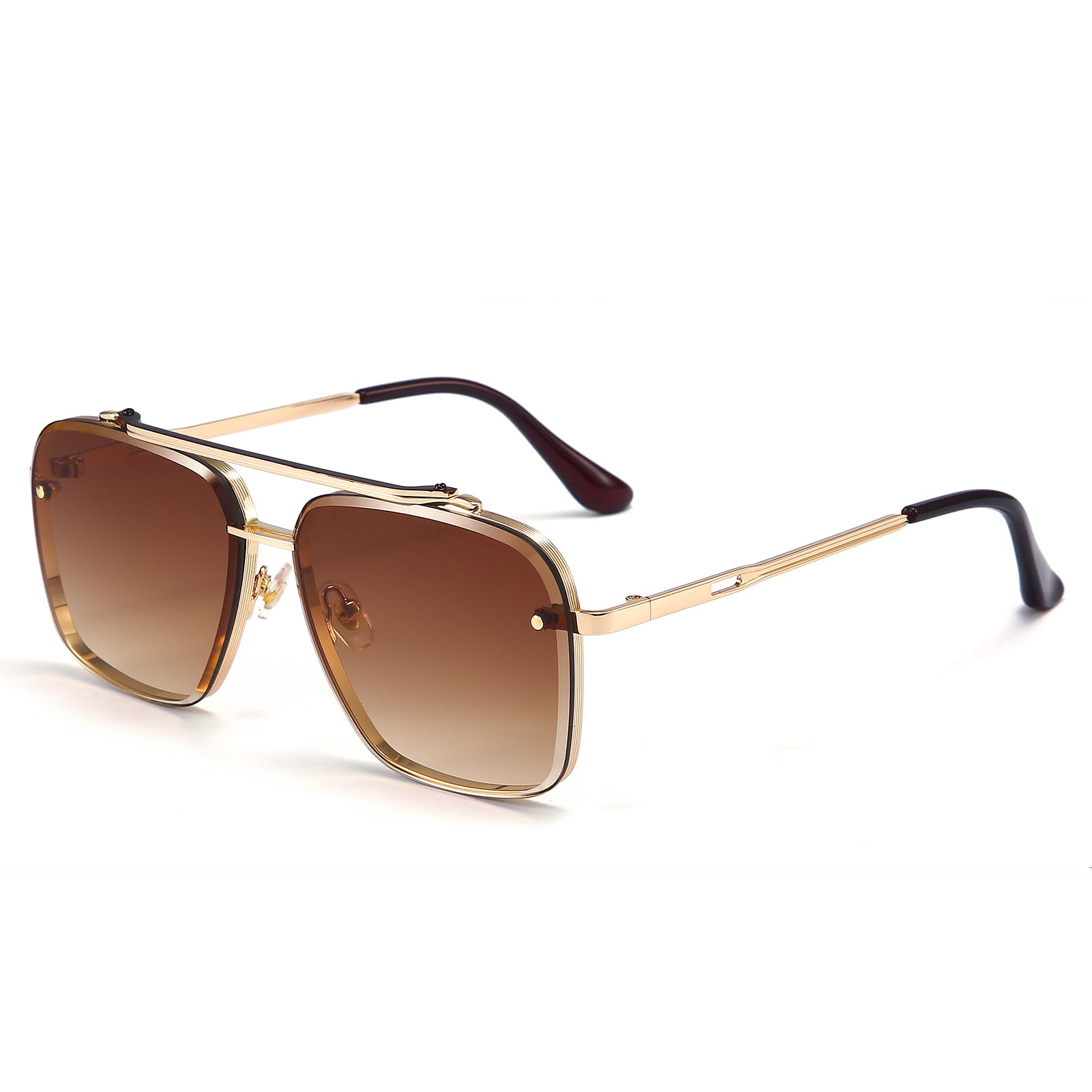 Dollger Square Aviator Sunglasses for Men & Women - Vintage Metal Frame Gradient Lens UV400 Protection - Perfect for Driving, Travel & Outdoor Activities