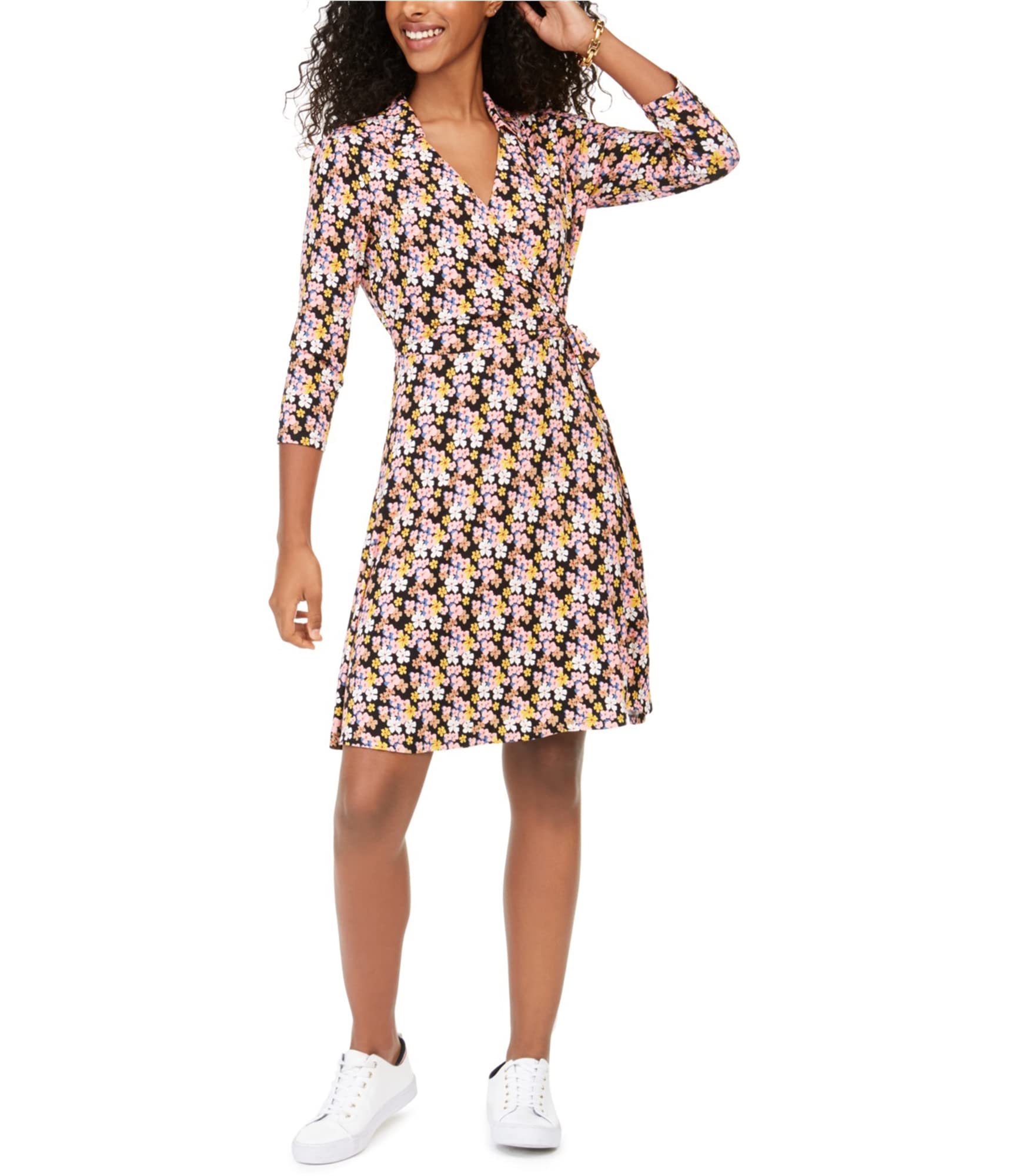 Tommy Hilfiger Women's Floral Wrap Dress - Summer Flowy Midi Dress for Casual Outings, Beach Vacations & Date Nights