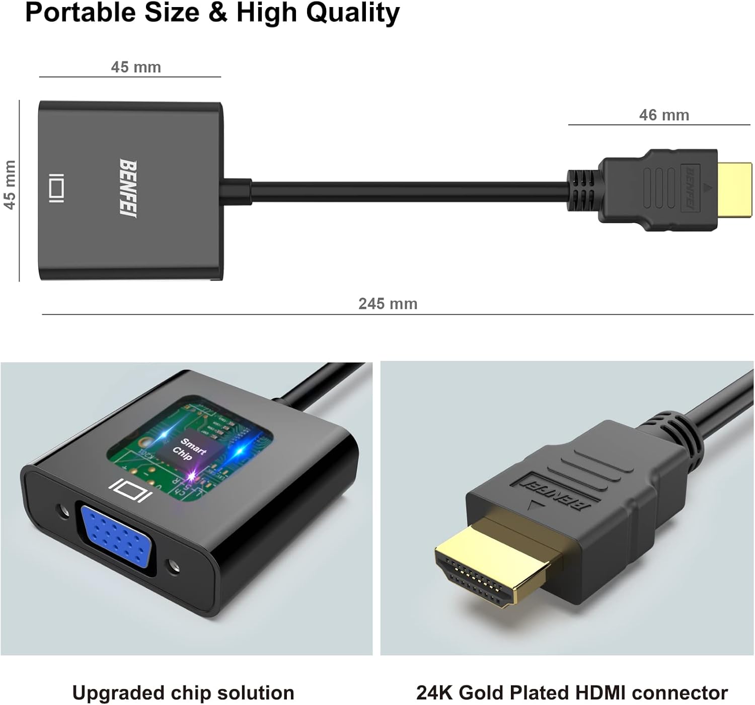 BENFEI HDMI to VGA Adapter 20 Pack - Gold Plated Male to Female Converter for Computer Monitor Projector HDTV - Compatible with Laptop PC Chromebook Raspberry Pi Roku Xbox - Perfect for Home Office Gaming and Presentations
