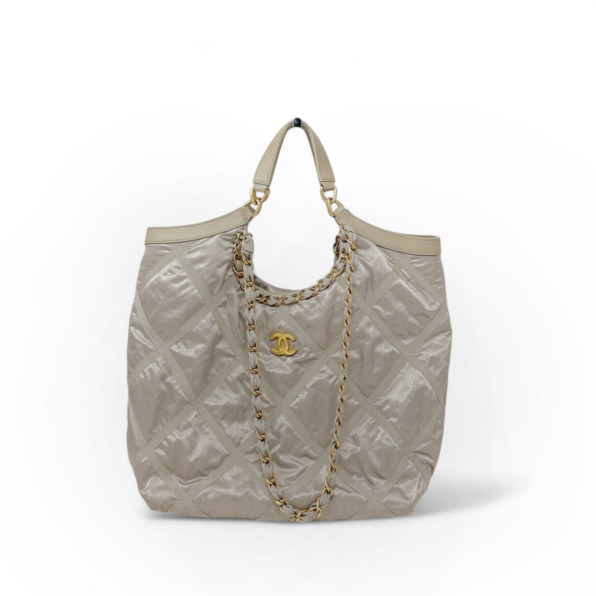 Chanel Silver Maxi Lifestyle Shopping Tote Bag - Luxury Designer Handbag for Women | Perfect for Work, Travel & Everyday Use