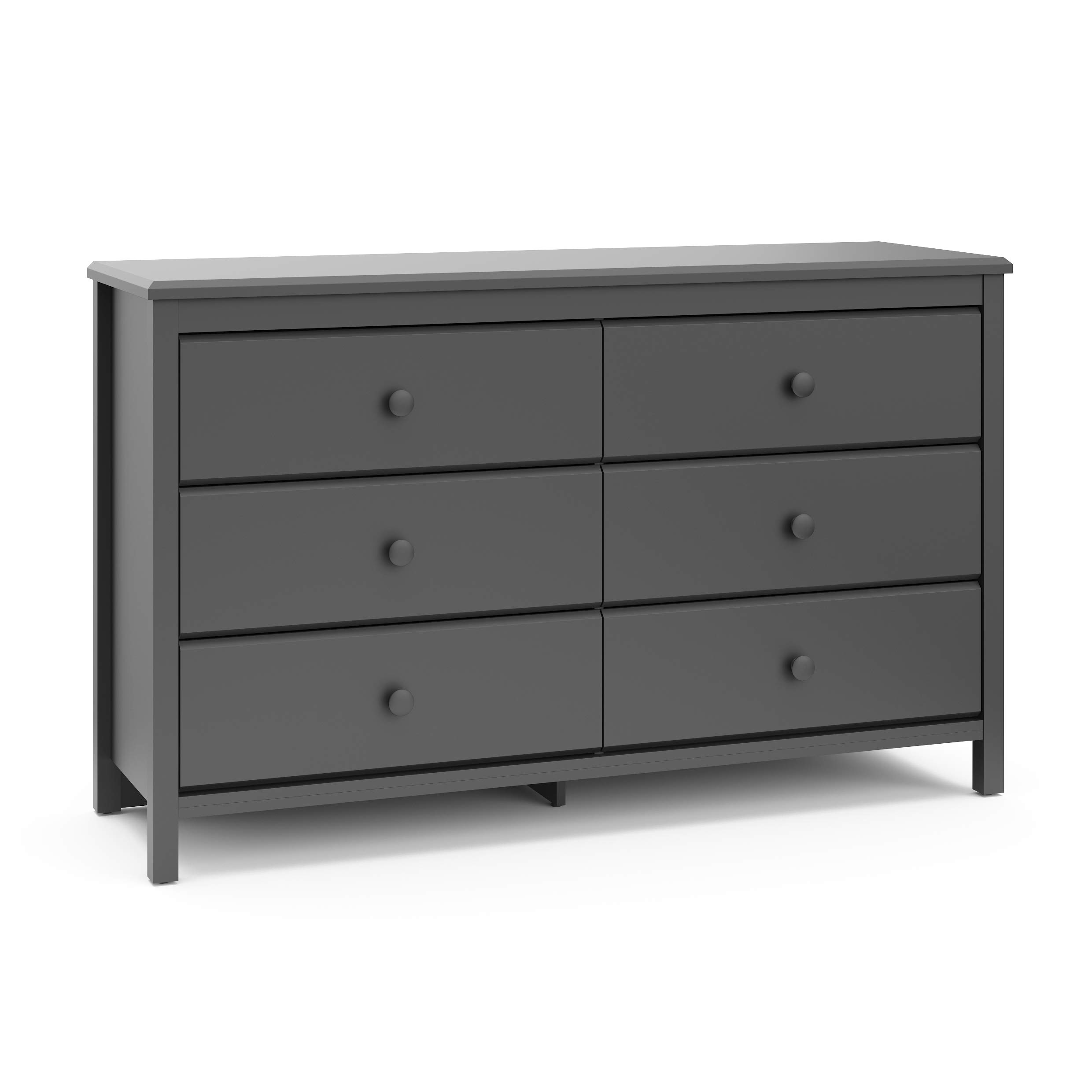 Storkcraft Alpine 6-Drawer Double Dresser in Gray - GREENGUARD Gold Certified Nursery Dresser with Smooth Gliding Drawers | Perfect for Kids' Room Organization, Baby Clothes Storage & Bedroom Furniture