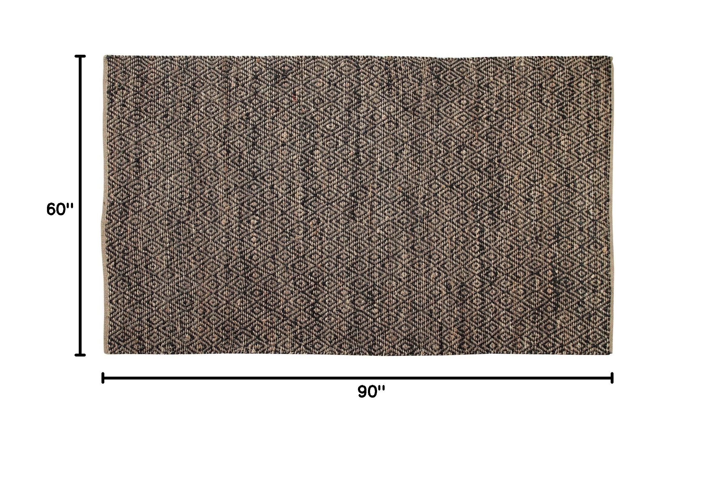 Corchorous Collection - 100% Jute Handmade Area Rug 5x7.5 Feet, Natural Fiber Bohemian Floor Mat for Living Room, Bedroom & Home Decor | Kona Argyll Design