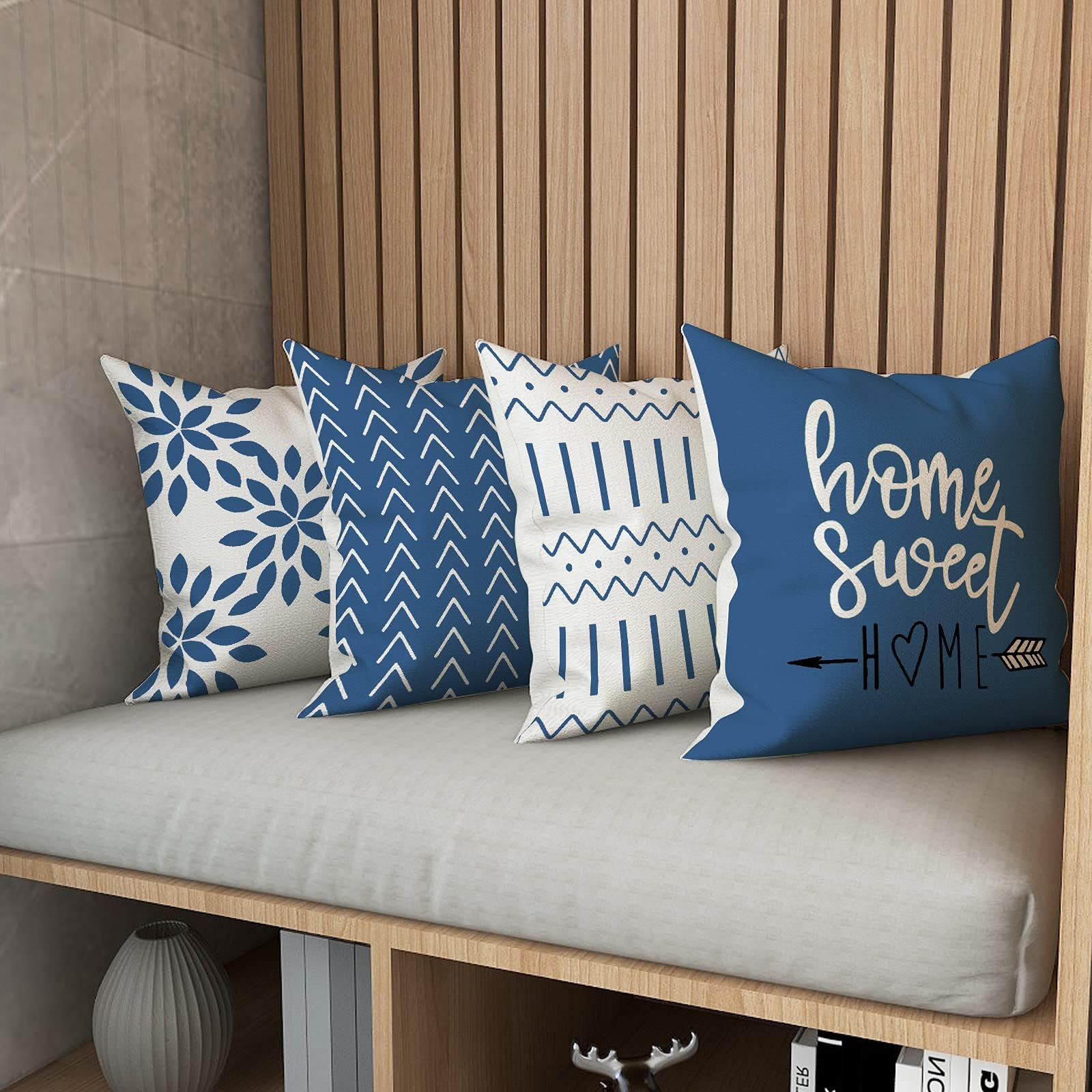 YCOLL 20x20 Inch Pillow Covers Set of 4 - Modern Decorative Linen Fabric Throw Pillow Cases for Sofa, Couch, Bed & Car - Light Blue Home Decor for Living Room, Patio & Travel