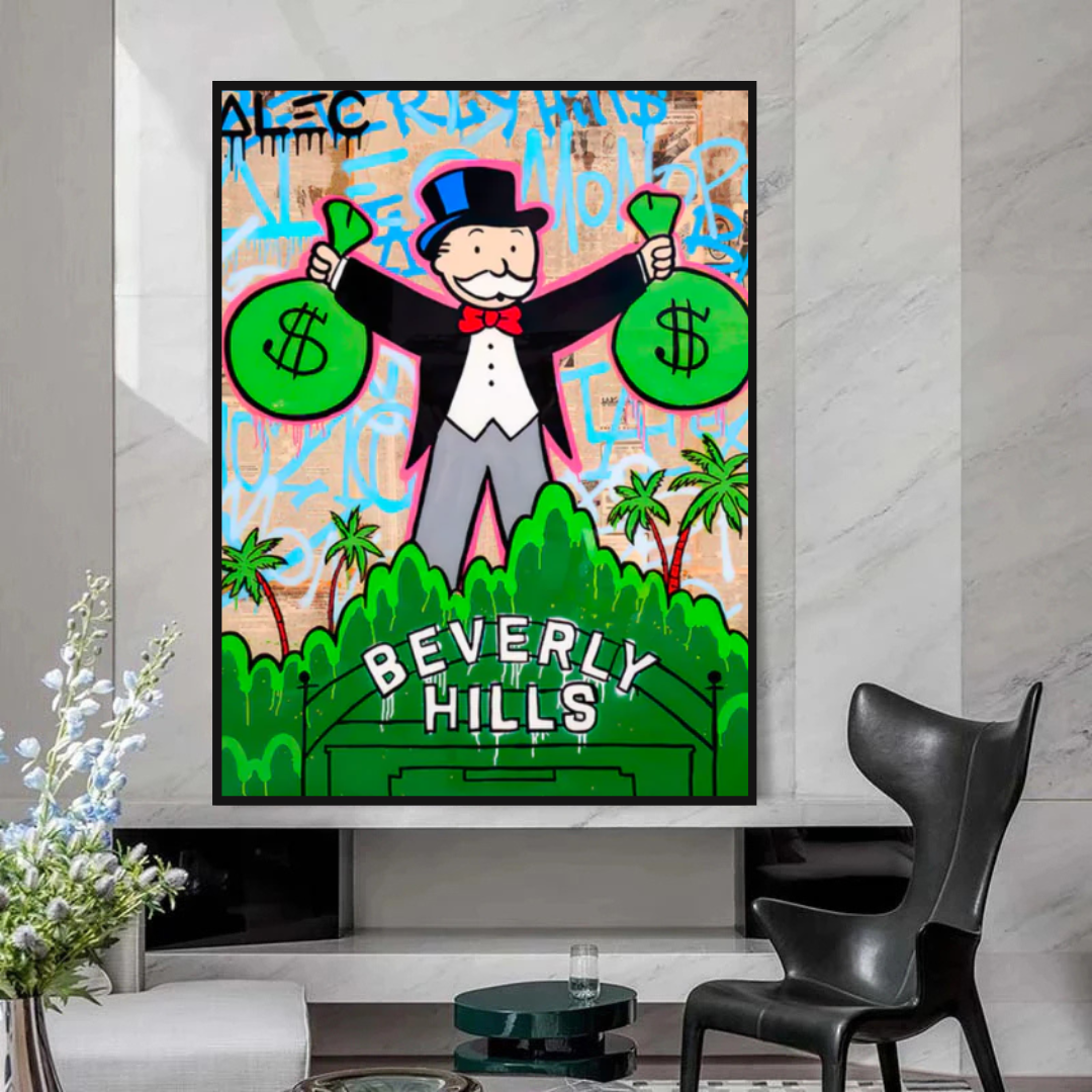 Alec Monopoly Man Holding Bag - Limited Edition Street Art Prints for Home & Office Decor | Exclusive Urban Art Collection