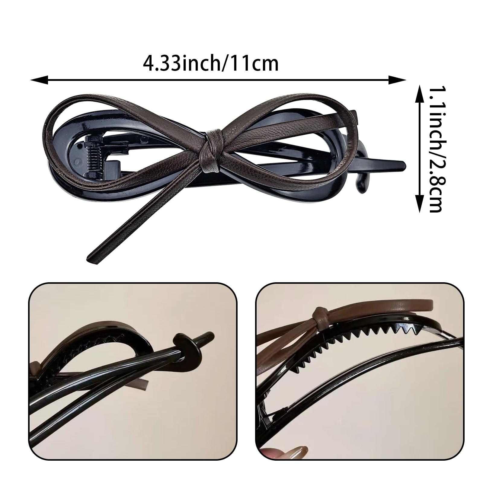 6PCS Leather Bow Hair Clips - Fashionable Bowknot Ponytail Holders for Women & Girls, Duckbill Hair Accessories for Weddings, Parties & Daily Styling
