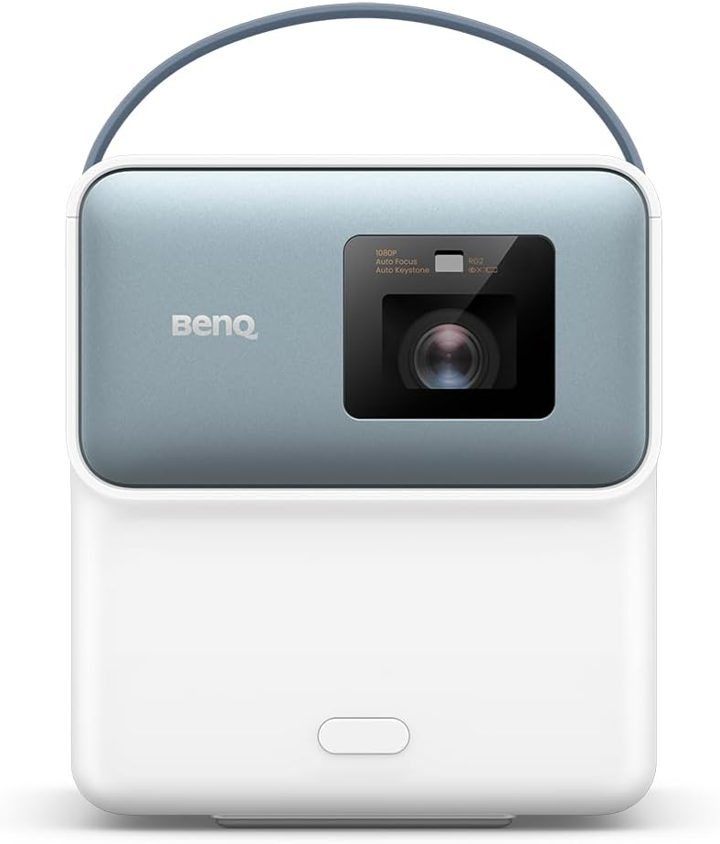 BenQ GP100A 1080p Outdoor Projector with 1000 ANSI Lumens - Built-in Netflix, Android TV 11, Autofocus & Auto Keystone - 20W Speaker, Chromecast & AirPlay - Perfect for Backyard Movie Nights, Camping & Home Theater (White)