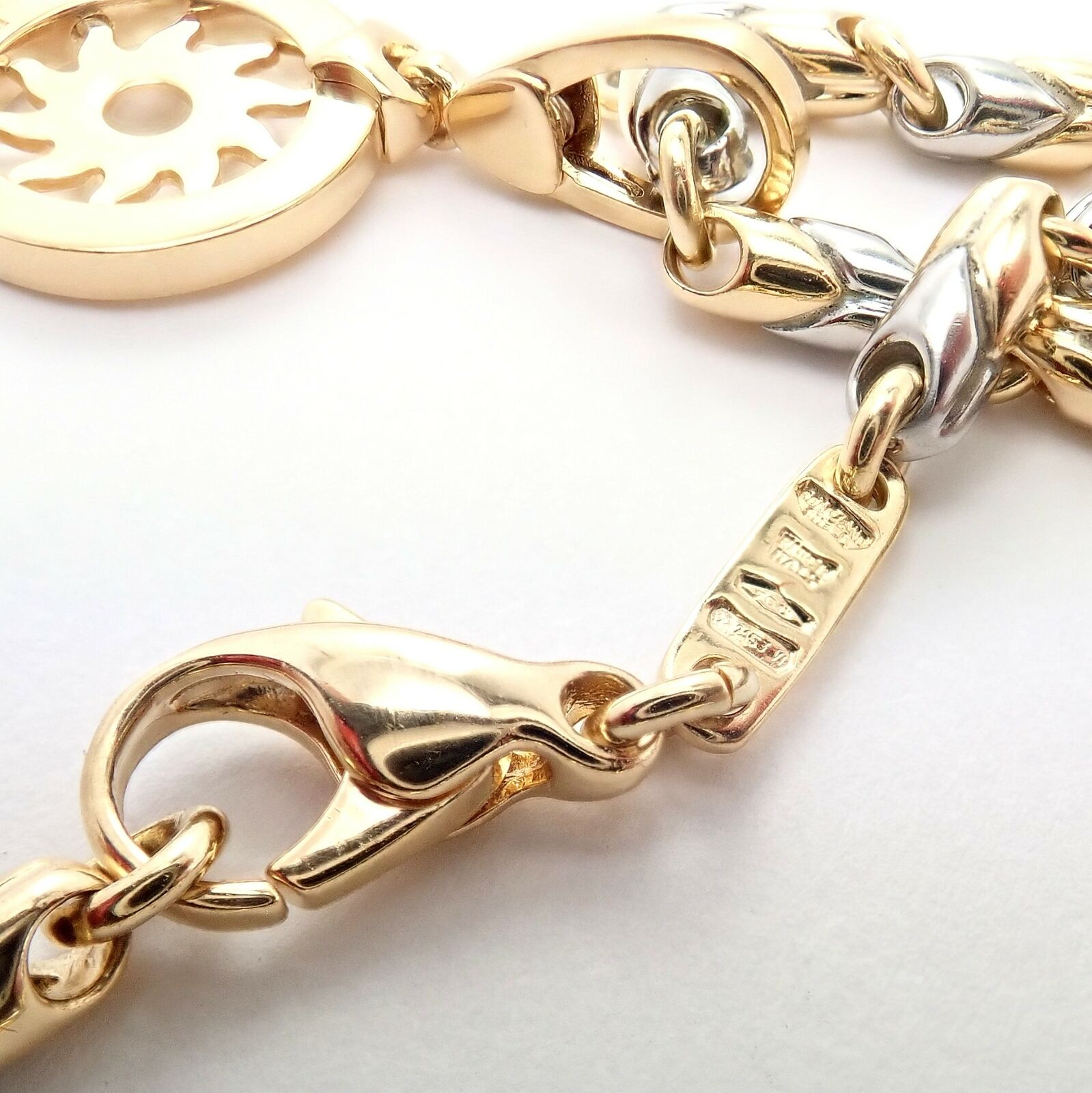 Authentic Bulgari Tondo Sun 18k Yellow Gold Pendant with 18k/Stainless Steel Chain Necklace - Luxury Jewelry Gift for Women, Perfect for Parties & Special Occasions