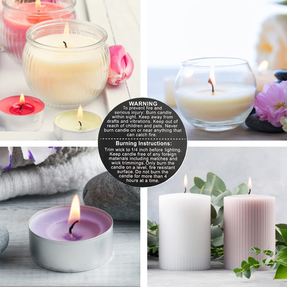 1000 PCS Black Candle Safety Stickers - 1.5 Inch Round Waterproof Warning Labels for Candles | Modern Fireproof Decals for Candle Jars, Containers & Gifts | Home Decor, Wedding Favors & DIY Crafts