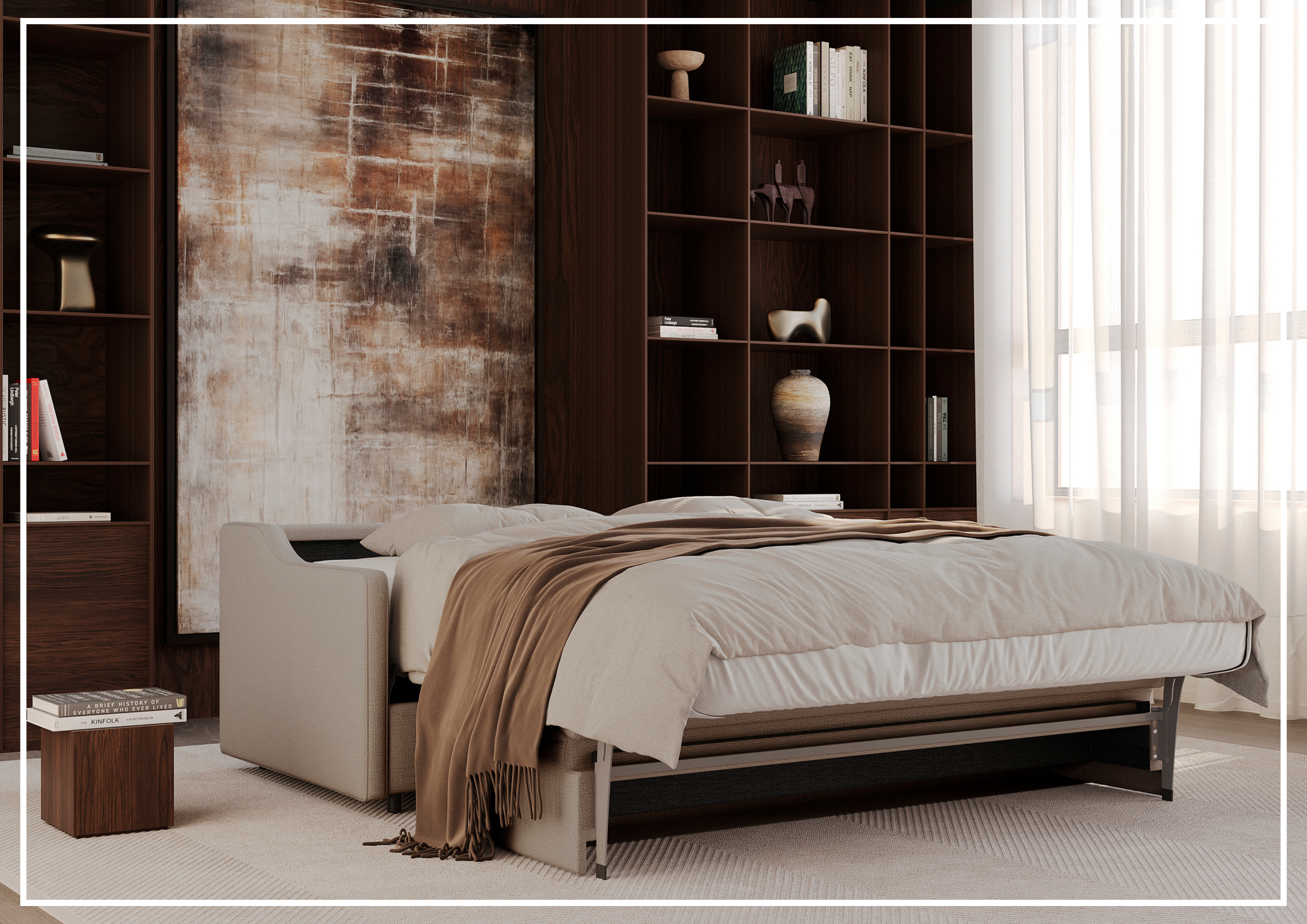Innovation Living Carnell Fabric 2-Seater Queen Size Sofa Bed - Convertible Sleeper Sofa for Small Spaces, Guest Room & Apartment Living