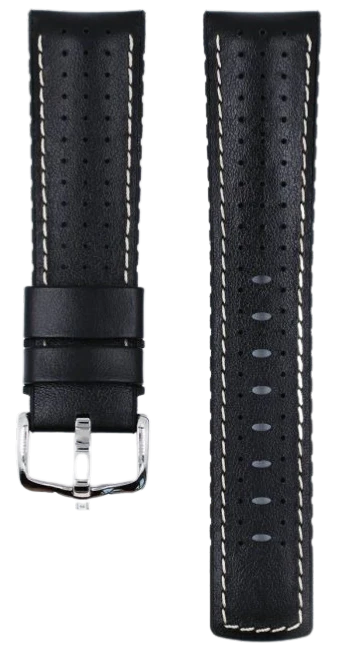 Hirsch Tiger Black 22mm Leather Watch Band - Premium Replacement Strap for Smartwatches & Traditional Watches | Perfect for Business, Casual & Outdoor Activities