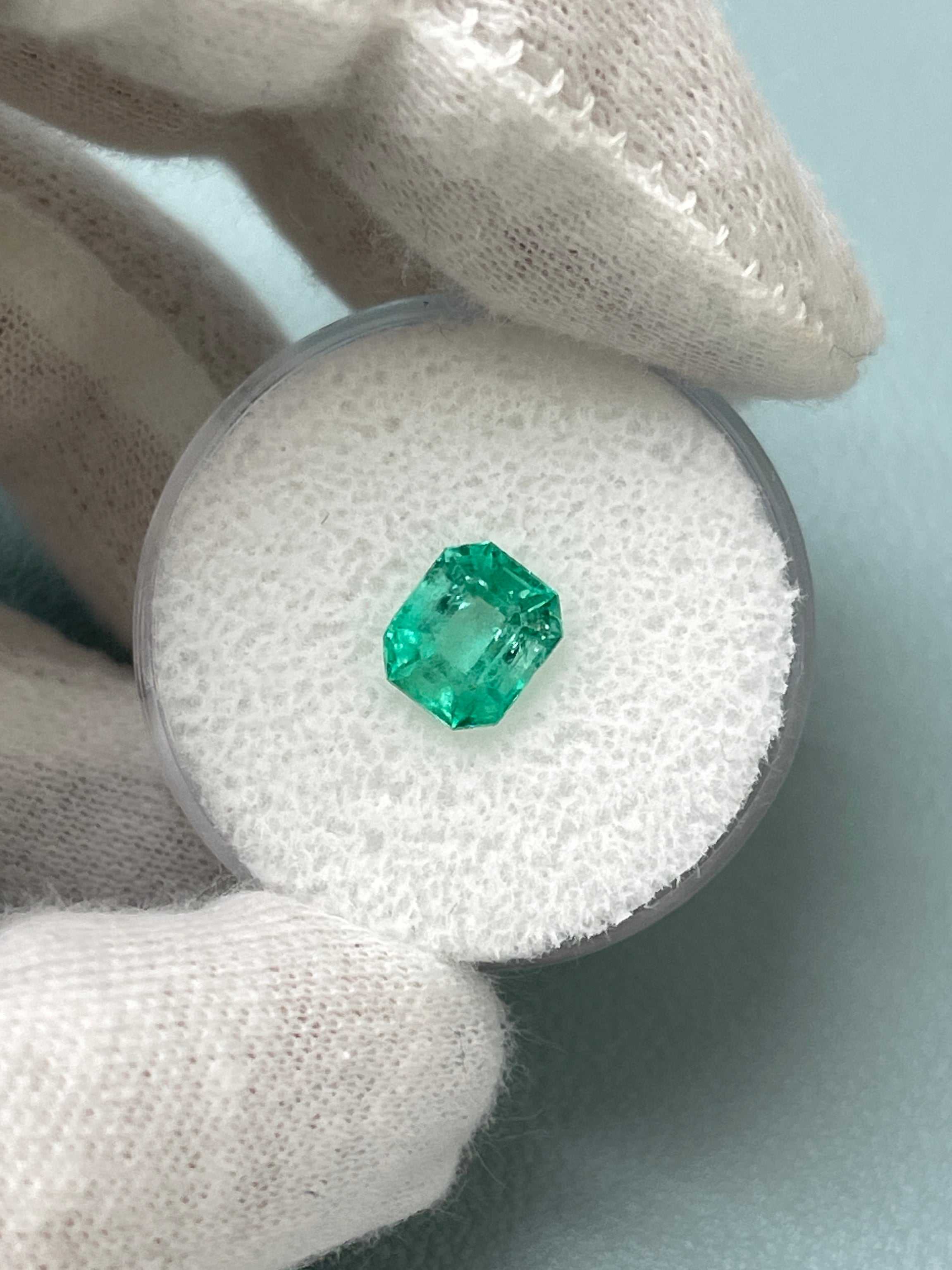 1.50 Carat Natural Colombian Emerald - 7.4x6.3mm Eye Clean Emerald Cut Loose Gemstone for Engagement Rings, Jewelry Making & Fine Collections