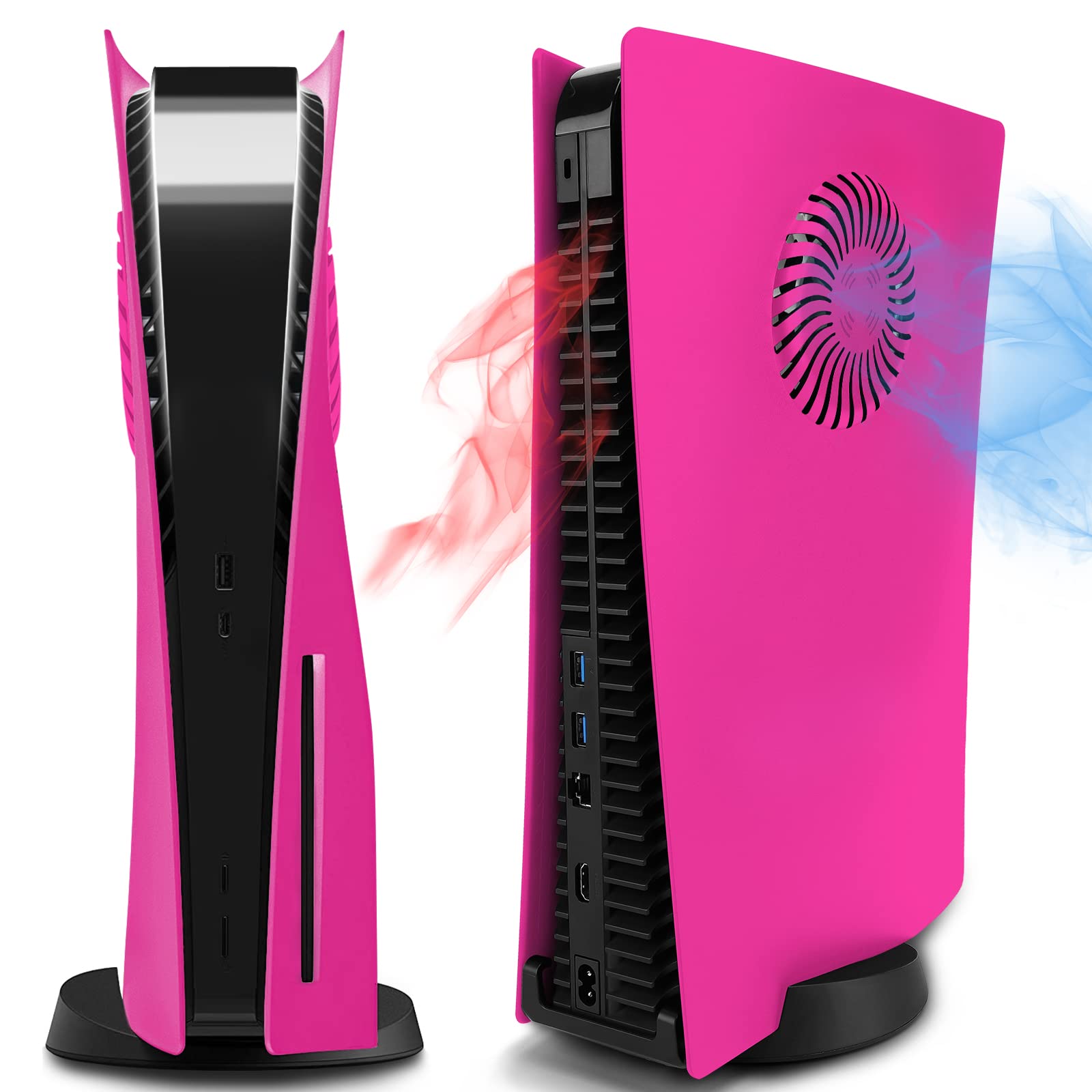 SIKEMAY PS5 Face Plates for PlayStation 5 Console Disc Edition - ABS Pink Replacement Cover with Fan Vents, Shockproof & Anti-Scratch Protective Shell | Gaming Accessories for Enhanced Console Protection & Style Upgrade