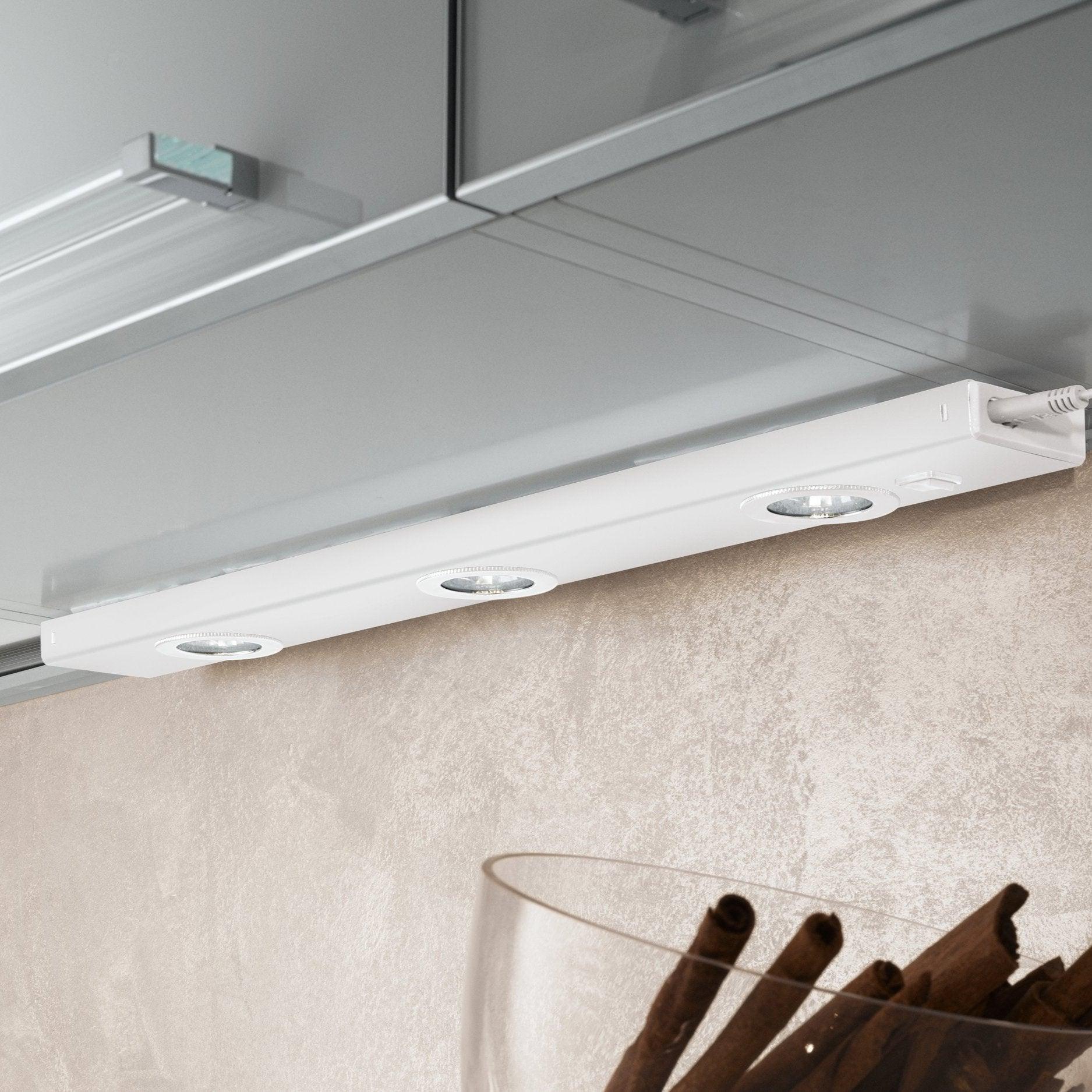 Eglo Kob LED Under Cabinet Lighting - 60cm White LED Strip Light for Kitchen, Pantry & Closet - Dimmable, Energy Efficient Task Lighting
