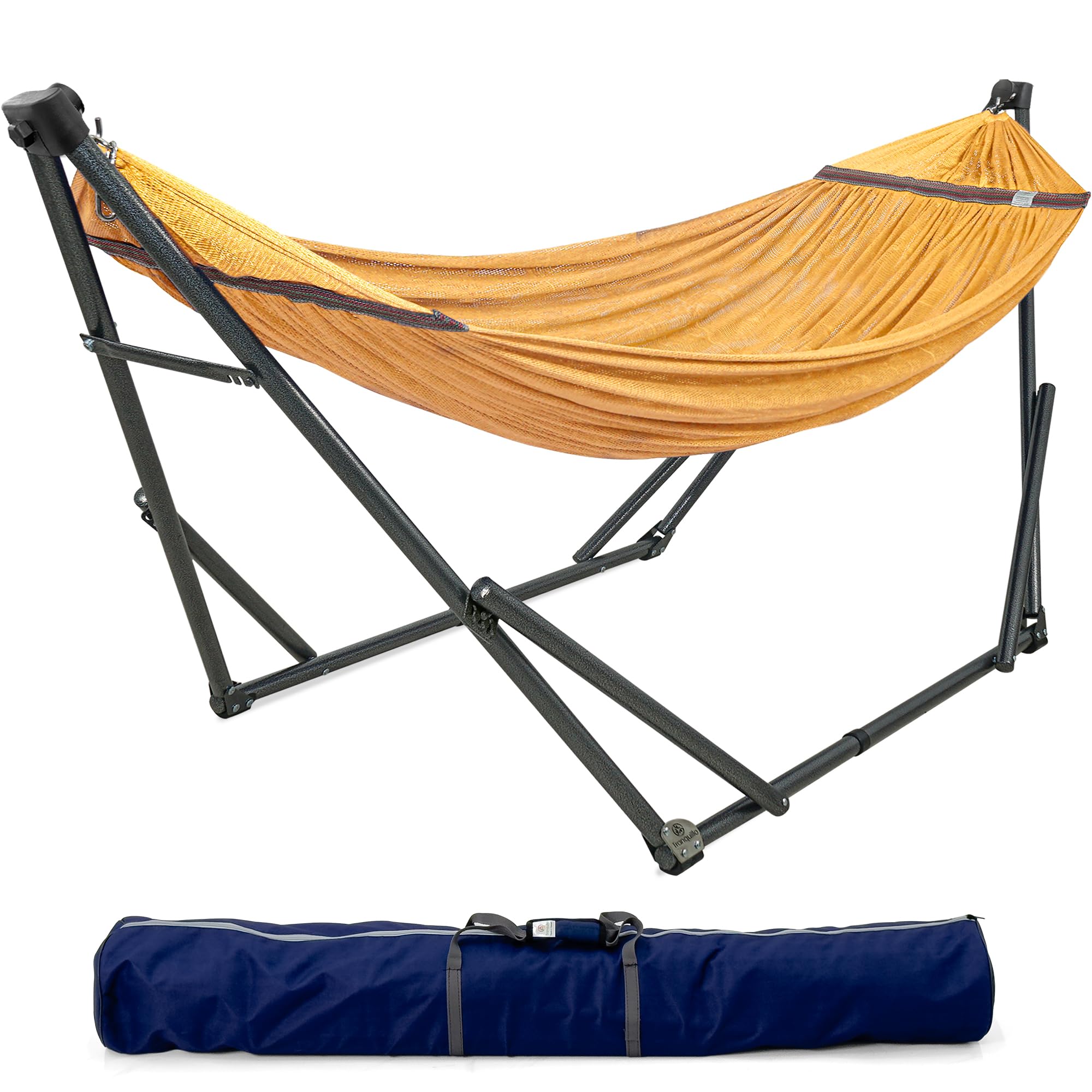 Tranquillo Adjustable Hammock Stand for 2 Persons - Portable & Collapsible Hammock with Stand, Carry Bag Included - Perfect for Backyard, Patio, Camping & Outdoor Relaxation (Yellow)