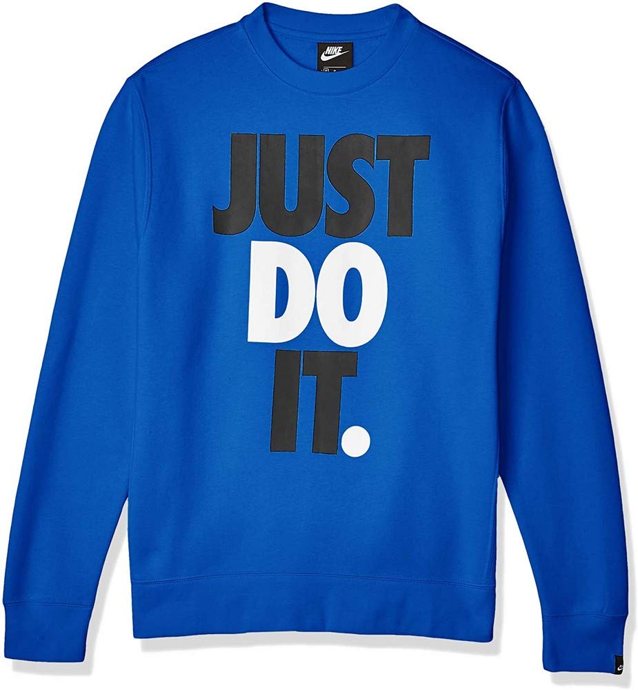Nike Men's CK2239 Blue Cotton/Polyester Blend Sweatshirt - Medium Size | Comfortable Casual Wear for Gym, Running & Everyday Outfits