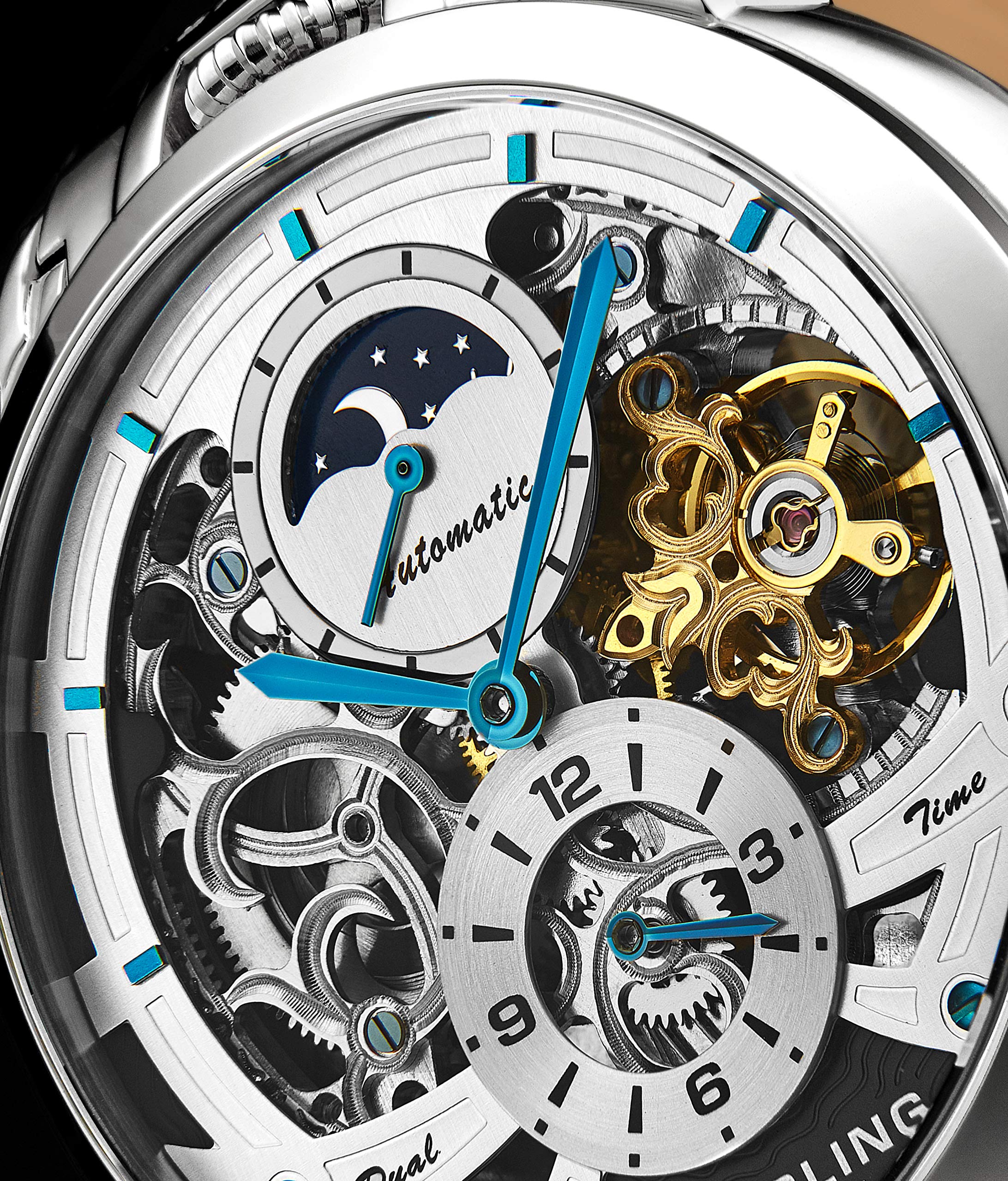Stuhrling Original Men's Automatic Skeleton Watch - Luxury Leather Dress Watch with Stainless Steel Case - Self-Winding Mechanical Analog Watch for Men - Perfect for Business, Formal Events & Everyday Wear