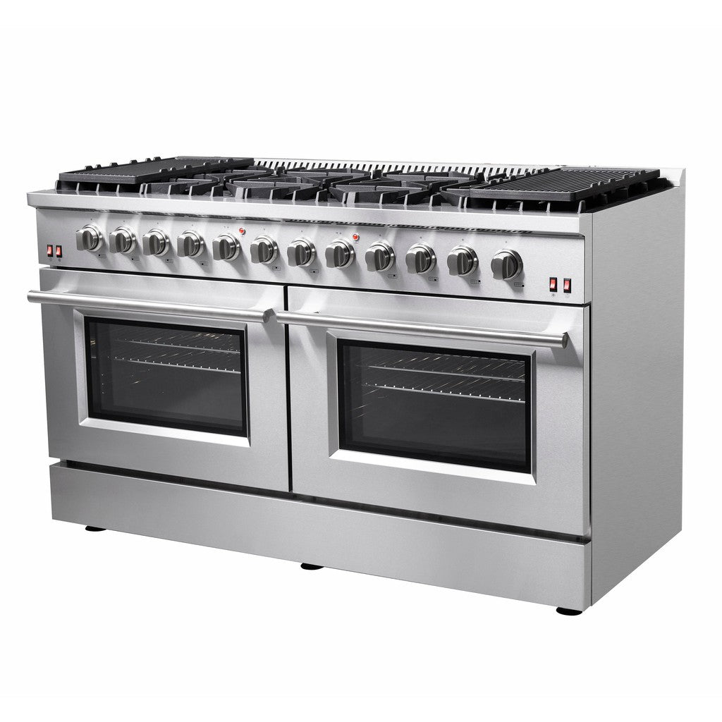 Forno Galiano 60-Inch 6.58 cu. ft Professional Freestanding Gas Range with Stove and Oven - Stainless Steel (FFSGS6244 60) | Ideal for Home Kitchens & Commercial Use