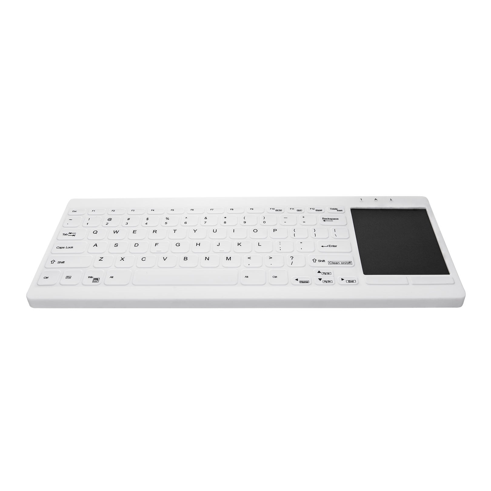 Active Key AK C4412F Ultra-Thin Wired Keyboard with Large Touchpad - White | Compact, Wipeable Design for Office, Home & Gaming Use