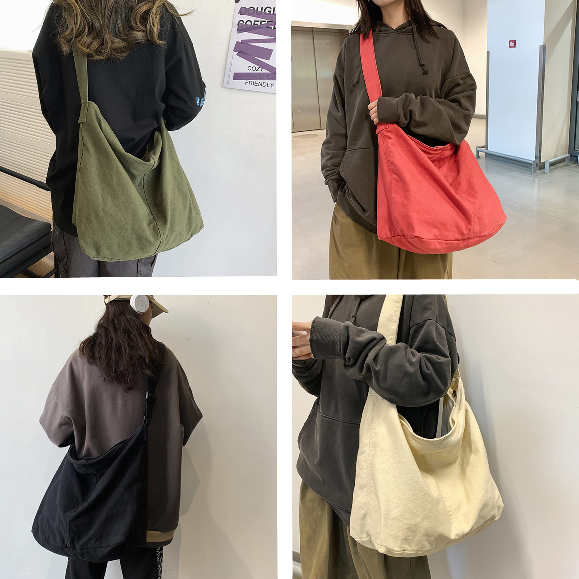 Stylish Large Canvas Crossbody Handbag for Women - Casual Shoulder Bag & Hobo Tote Purse (Black) | Perfect for Work, Travel & Everyday Use