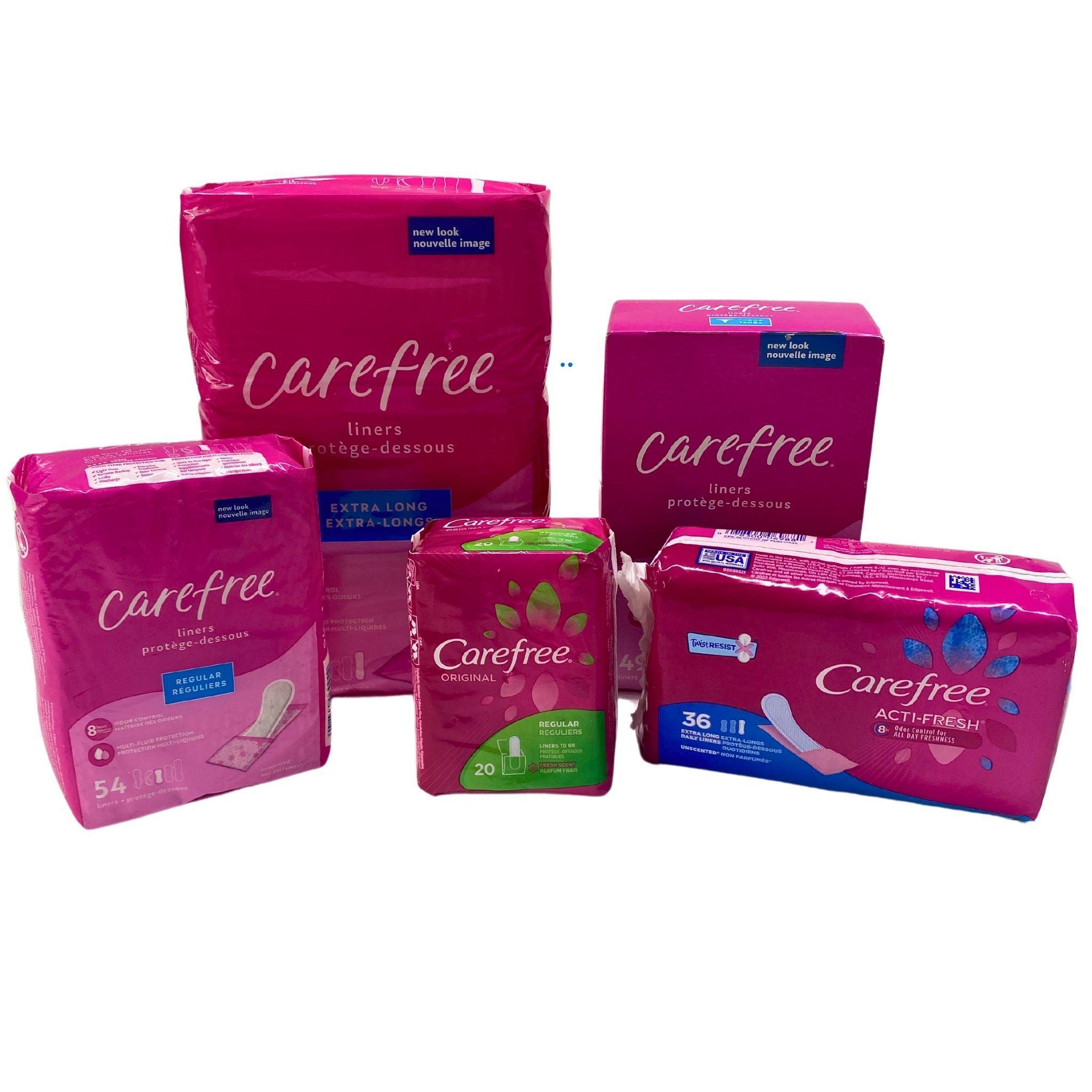 Carefree Mix Assorted Size Panty Liners & Pads - 35 Count Pack for Daily Protection, Light Flow & Freshness - Perfect for Work, Travel & Active Lifestyle