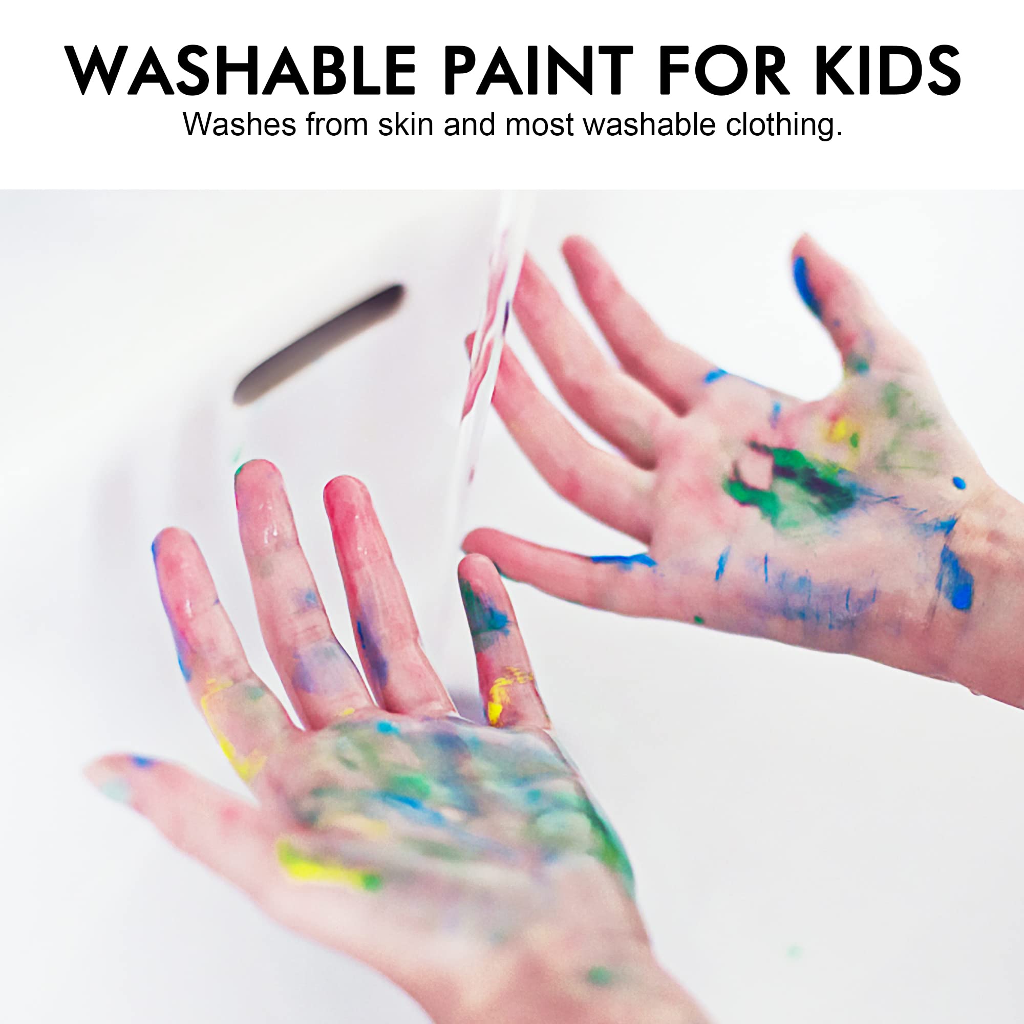 Shuttle Art 30 Colors Washable Tempera Paint Set - Non-Toxic Finger Paints for Kids (2oz/60ml Bottles) with Glitter, Metallic & Neon Colors - Perfect for Art Projects, Classroom Crafts & DIY Activities