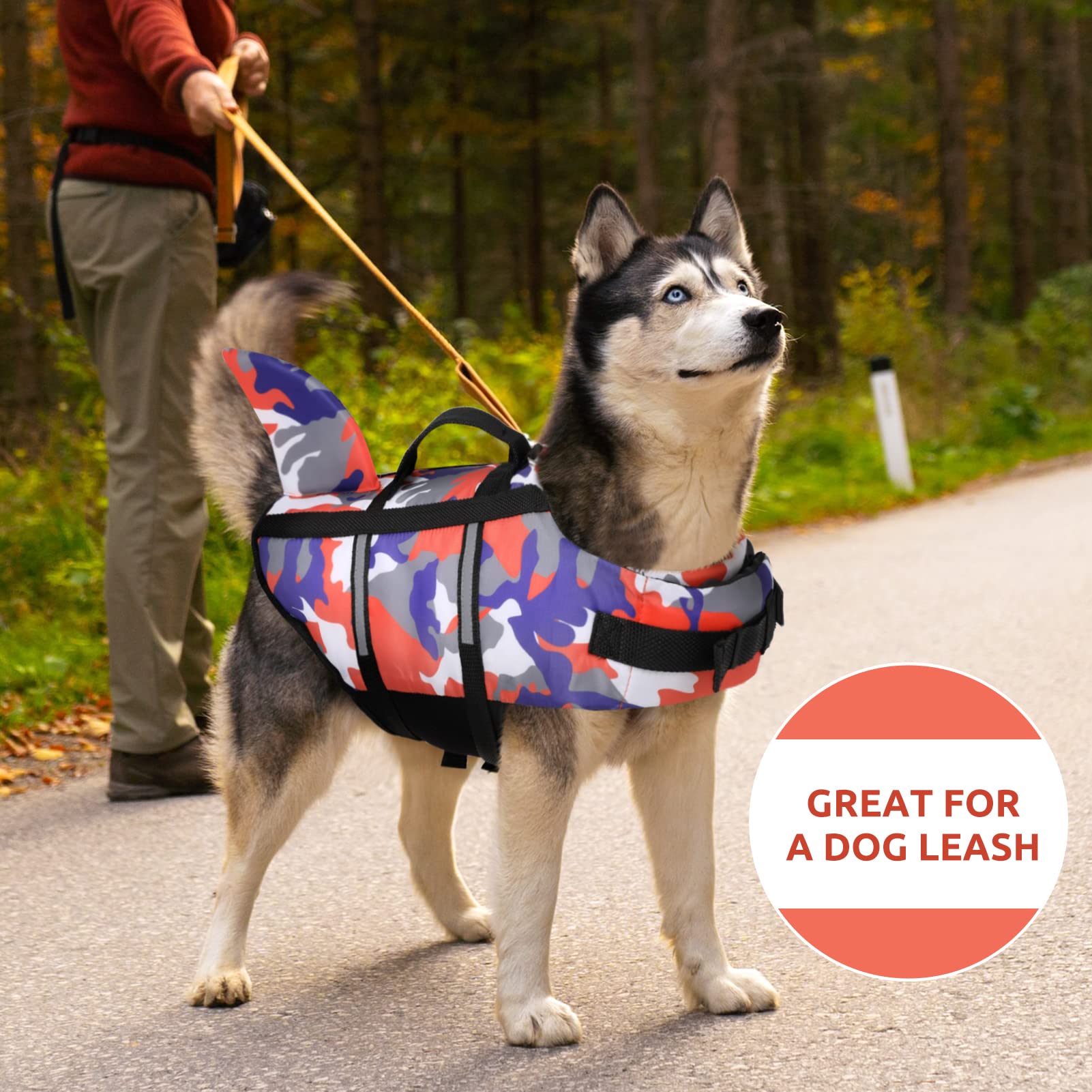 ASENKU Dog Life Jacket Shark Vest - XX-Large Orange Pet Flotation Device with Rescue Handle for Swimming, Boating & Pool Safety - Perfect for Small Medium Large Dogs - Ideal for Beach Trips, Boat Rides & Water Activities