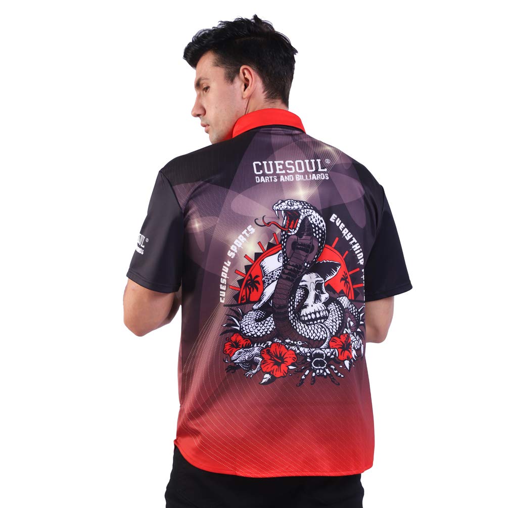 CUESOUL Men's & Women's Short Sleeve Casual Shirts - Breathable Athletic Dart Shirts for Professional Players | Perfect for Dart Tournaments, Practice & Outdoor Sports Activities
