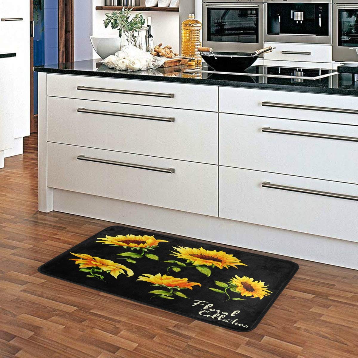 Non-Slip Sunflower Design Kitchen Rugs - Soft 39