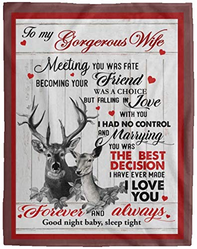 UrVog Deer Hunting Sherpa Fleece Blanket - Cozy Plush Woven Blanket for Couples, 60x80 Inches, White - Perfect for Romantic Gifts, Winter Cuddling & Cabin Decor