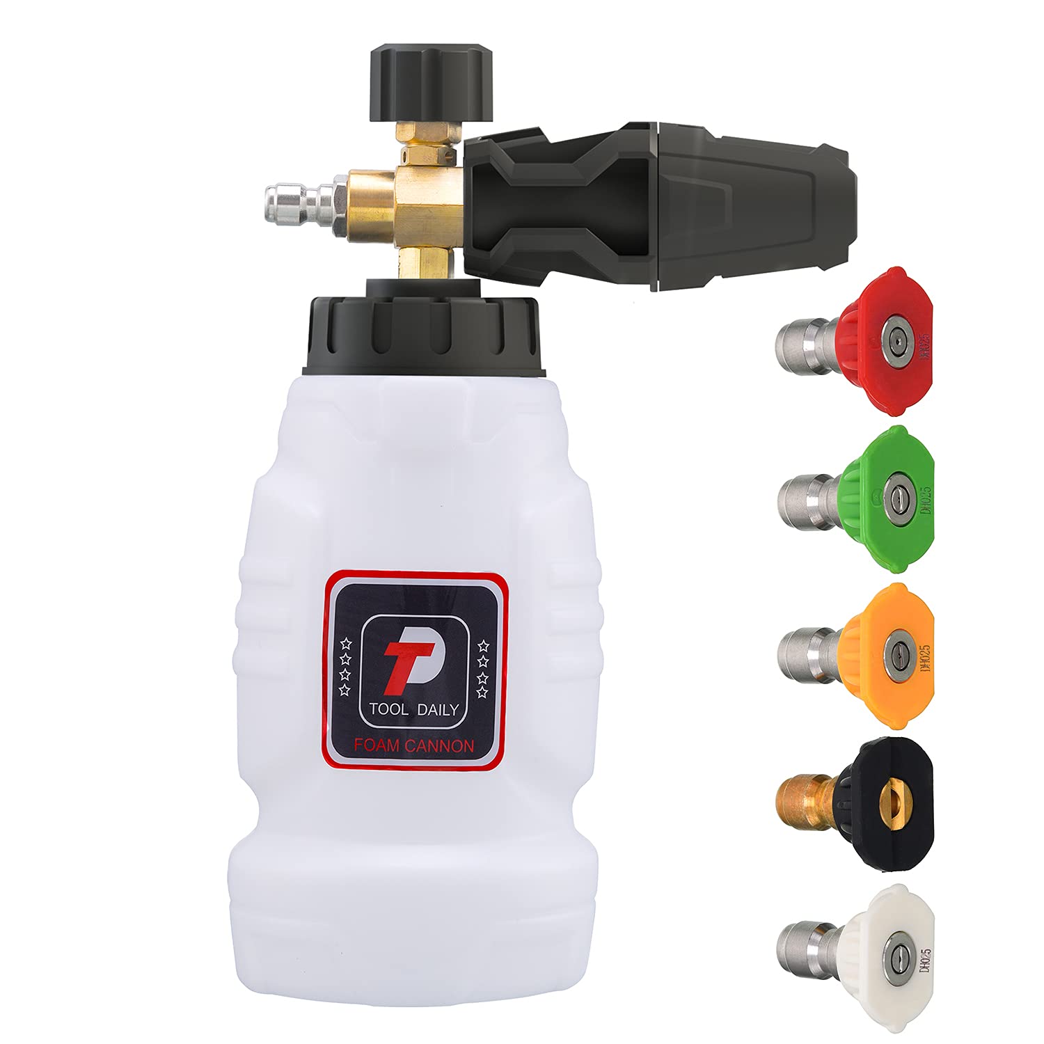 Premium Foam Cannon for Pressure Washer - 1.1mm Orifice, High Foam Output for Car Washing, Home Cleaning & Detailing | Tool Daily Professional Foam Maker for Deep Cleaning Vehicles, Driveways & Outdoor Surfaces