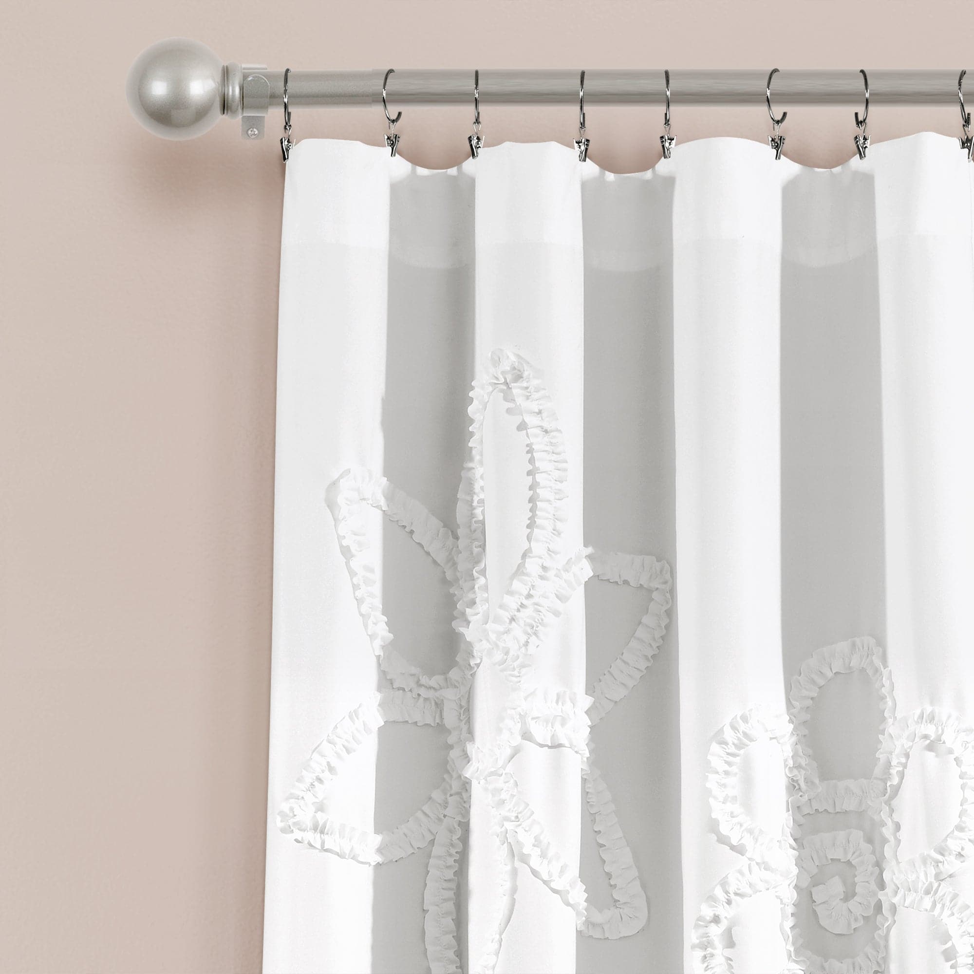 Elegant Ruffle Flower Window Curtain Panel Set - Soft Sheer Voile Drapes for Living Room, Bedroom & Nursery - Light Filtering & Privacy Window Treatments