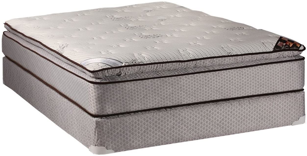 DS Solutions USA Orthopedic Full Size Mattress Set with Plush Eurotop & Metal Bed Frame - Innerspring Coils & Memory Foam for Back Pain Relief, Durable Support - Perfect for Guest Rooms, Dormitories & Home Use