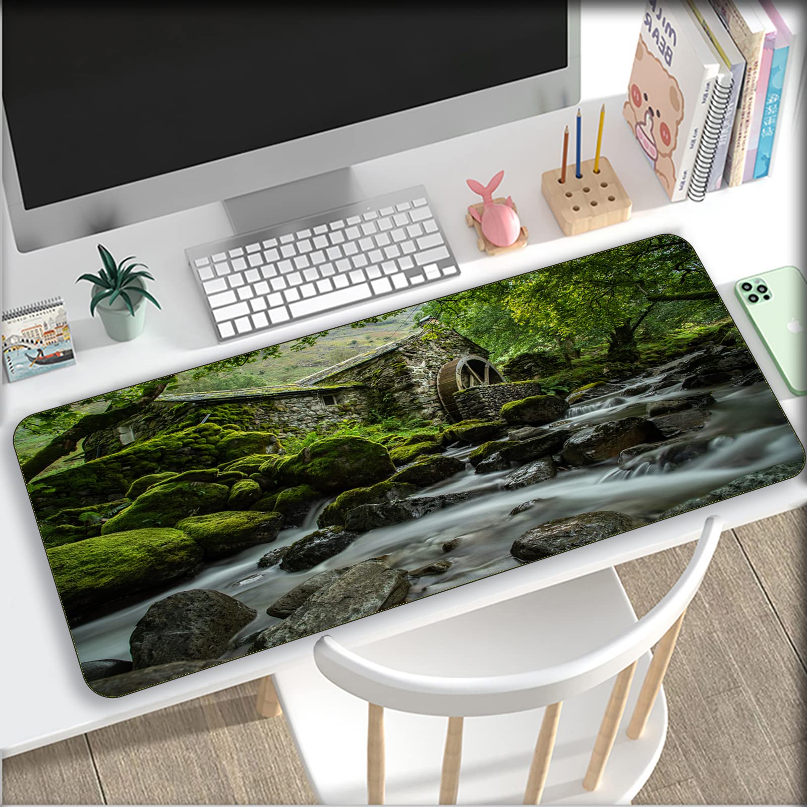 XXL Gaming Mouse Pad - Non-Slip, Stitched Edge for Office & Home (Forest)