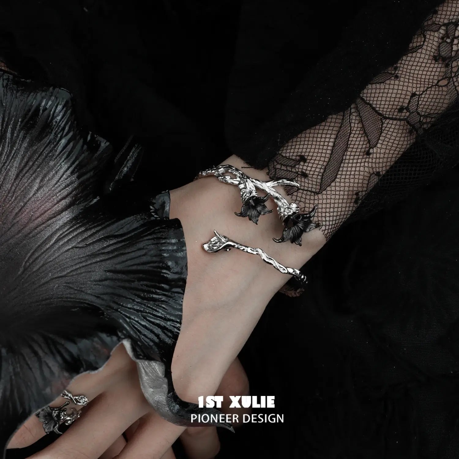 18K Platinum Plated Bloody Datura Bangles Bracelets for Women - Elegant Gothic Jewelry for Parties, Weddings & Special Occasions