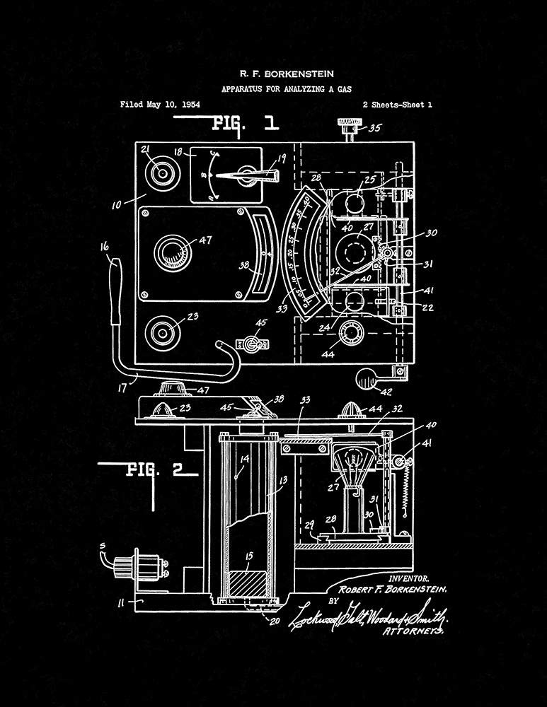 Police Law Enforcement Breathalyzer Patent Print - Black Matte Framed Art (5