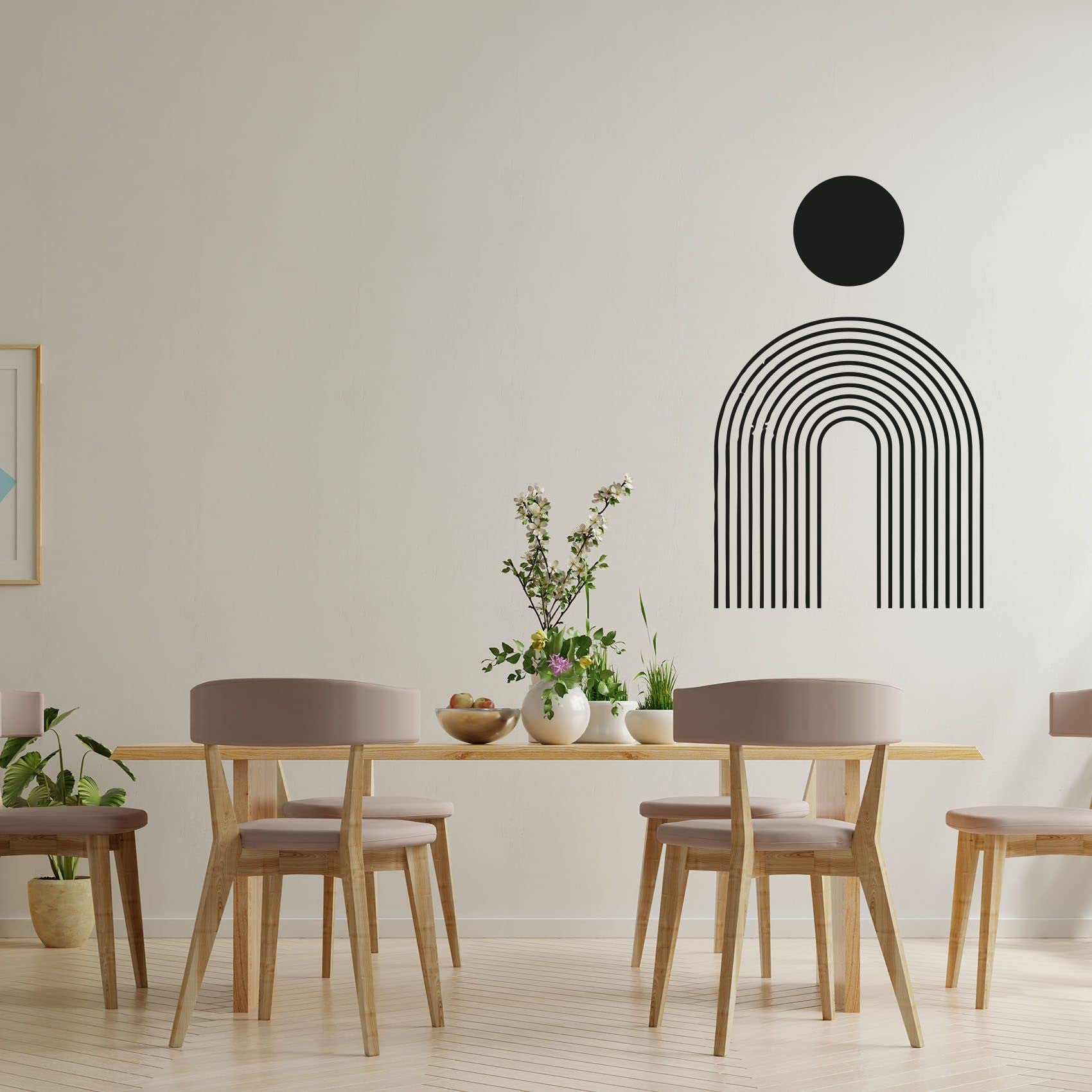 Rainbow Arch Circle Boho Abstract Modern Wall Decal - Self-Adhesive Vinyl Sticker for Kids Room, Nursery, Bedroom Decor - Fun Home Art Decal (30x20 inches) - Perfect for Girls & Boys Bedrooms, Playrooms and DIY Wall Decor Projects
