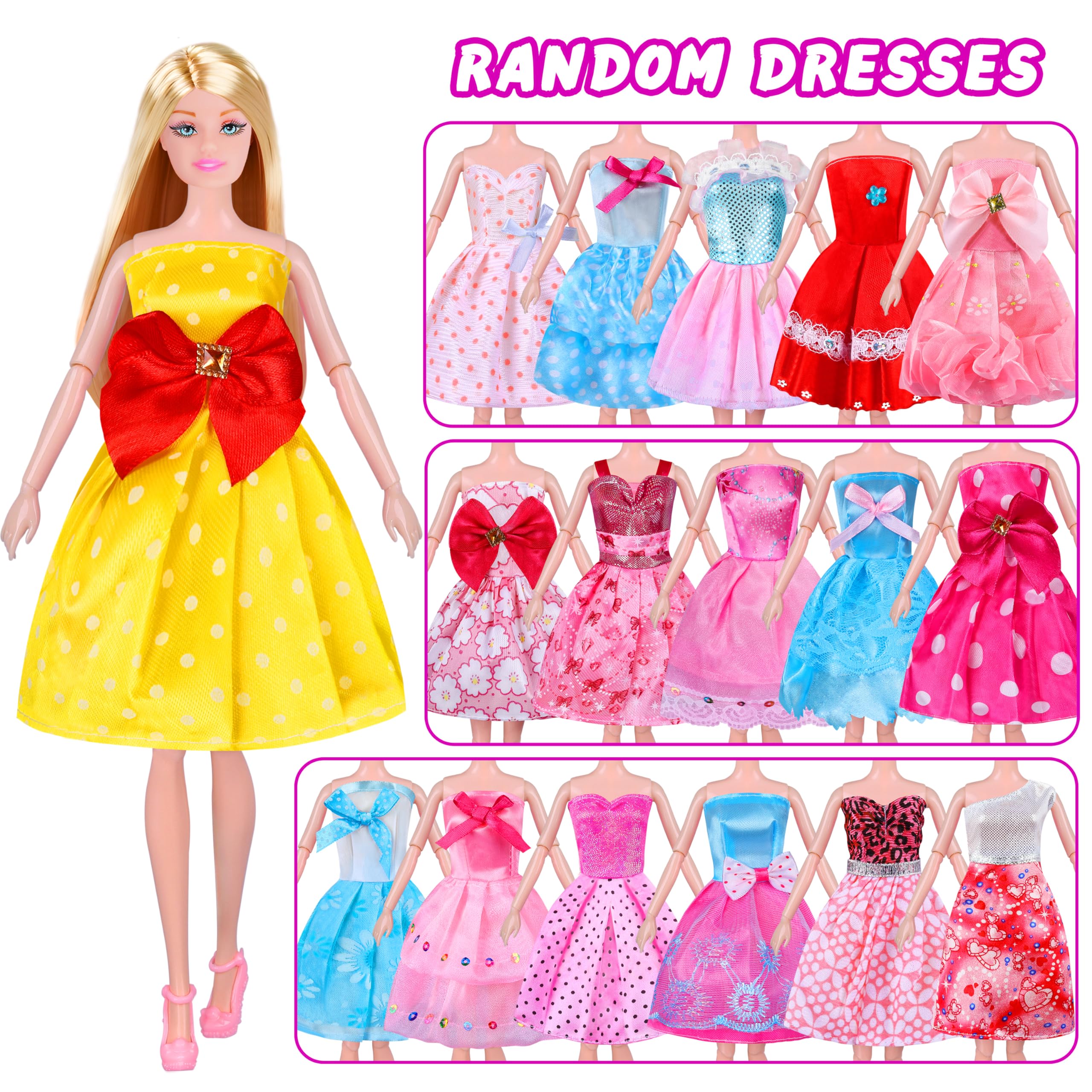 342 Pcs Doll Clothes & Accessories Set - Princess Gowns, Fashion Dresses, Tops, Pants, Swimsuits, Shoes & Hangers | Complete Doll Playset Dress Up Toy for Girls & Toddlers | Perfect Gift for Birthday, Christmas & Pretend Play