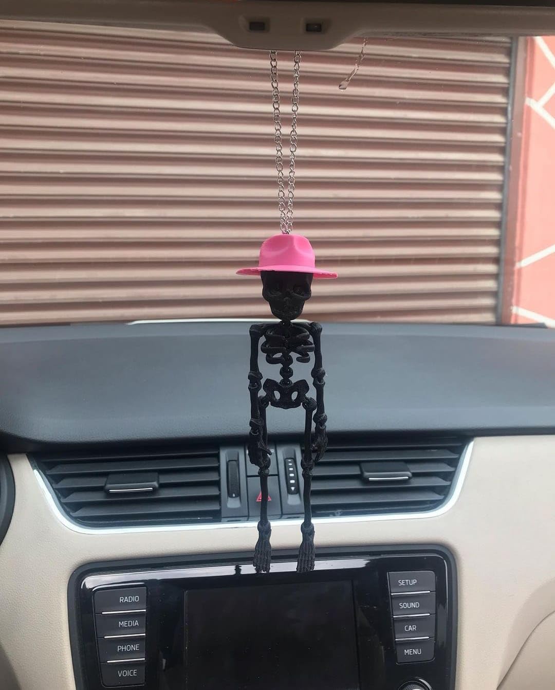 Skeleton Car Charm Pendant - Black Rearview Mirror Decor Accessory for Car Interior | Unique Gothic Car Decor | Perfect for Halloween & Themed Car Parties
