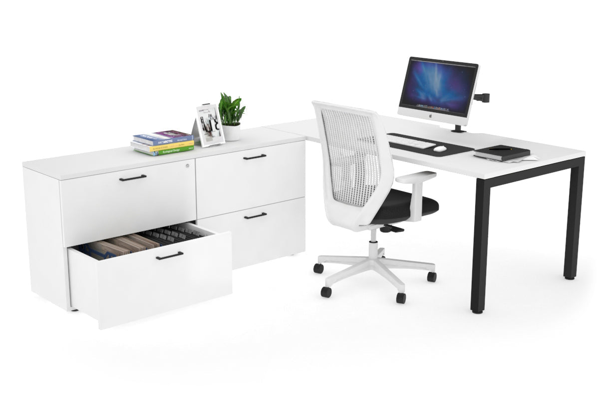 Quadro Square Executive Standing Desk Black Frame [1800L x 800W with Cable Management] - Perfect for Home Office & Modern Workspace Setup