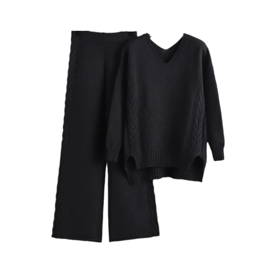 Women's 2-Piece Cashmere Knit Sweater Set with Pants - Soft Winter Tracksuit for Fall & Winter | Cozy Outfit for Work, Travel & Casual Wear