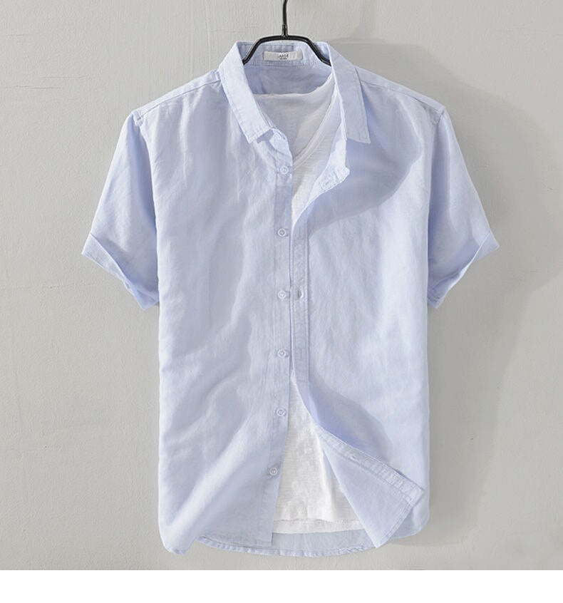 Antonio's Men's Short Sleeve Linen Shirt - Breathable & Lightweight Summer Casual Wear for Beach, Travel & Outdoor Activities