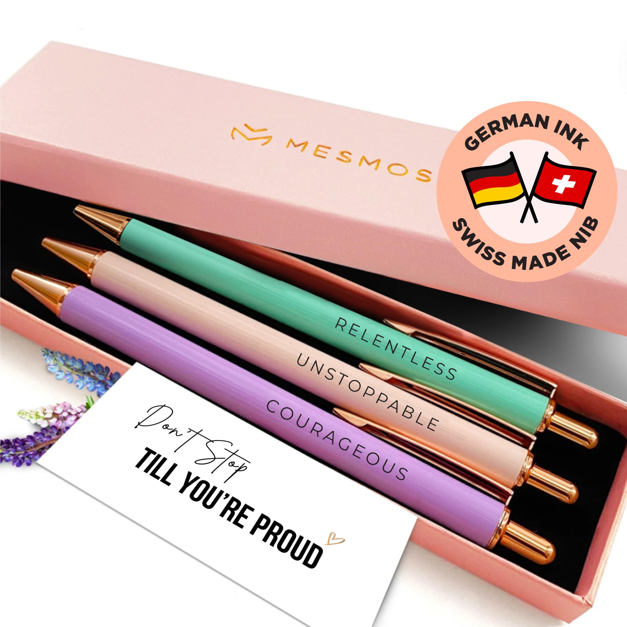 MESMOS Elegant Pen Set - Inspirational Gifts for Women, Motivational Office Pens for Boss Lady, Unique Click Pens for Servers & Promotions - Perfect for Corporate Gifts, Employee Recognition & Daily Office Use